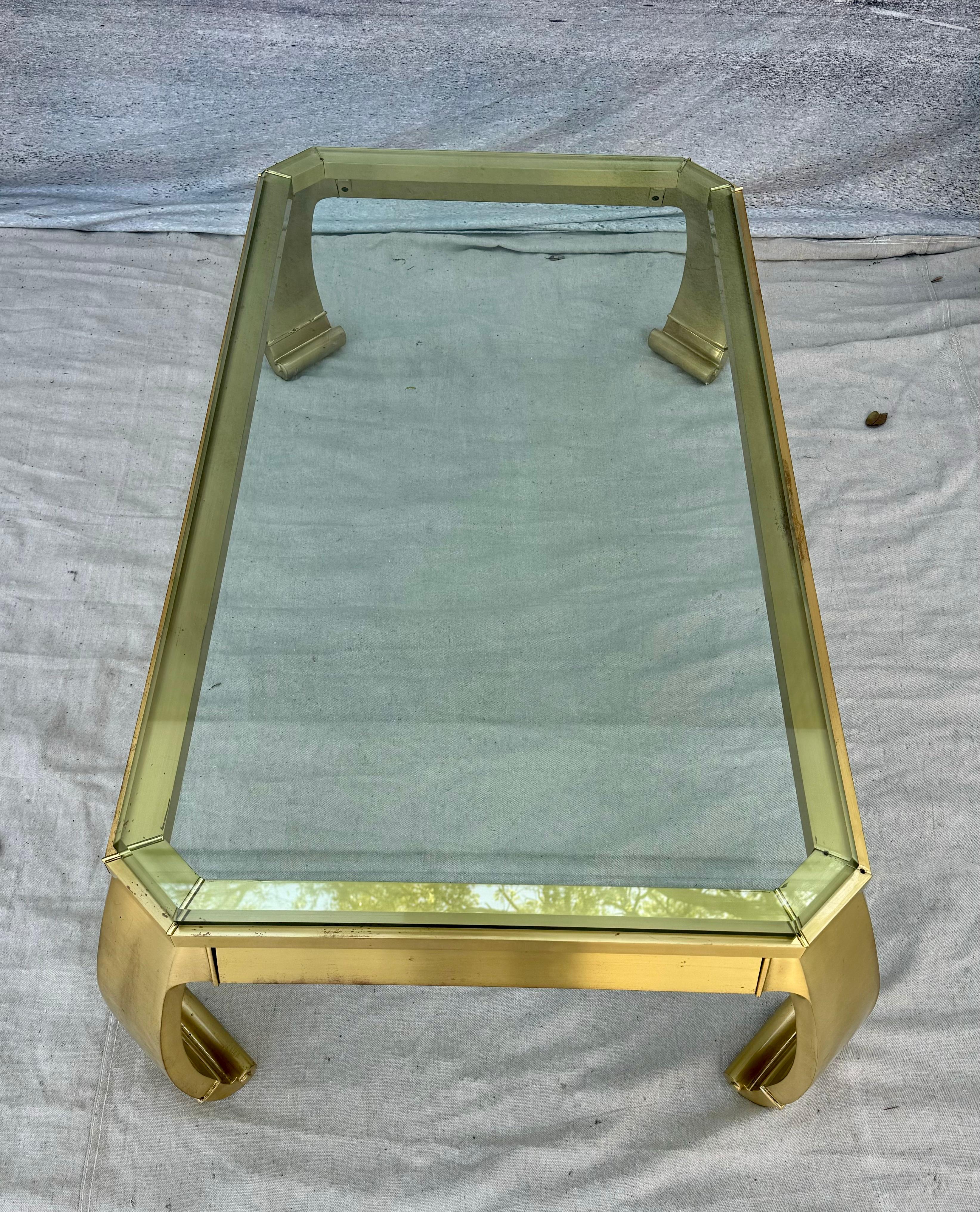 Asian Inspired Brass Coffee Table, Mastercraft Style For Sale 3