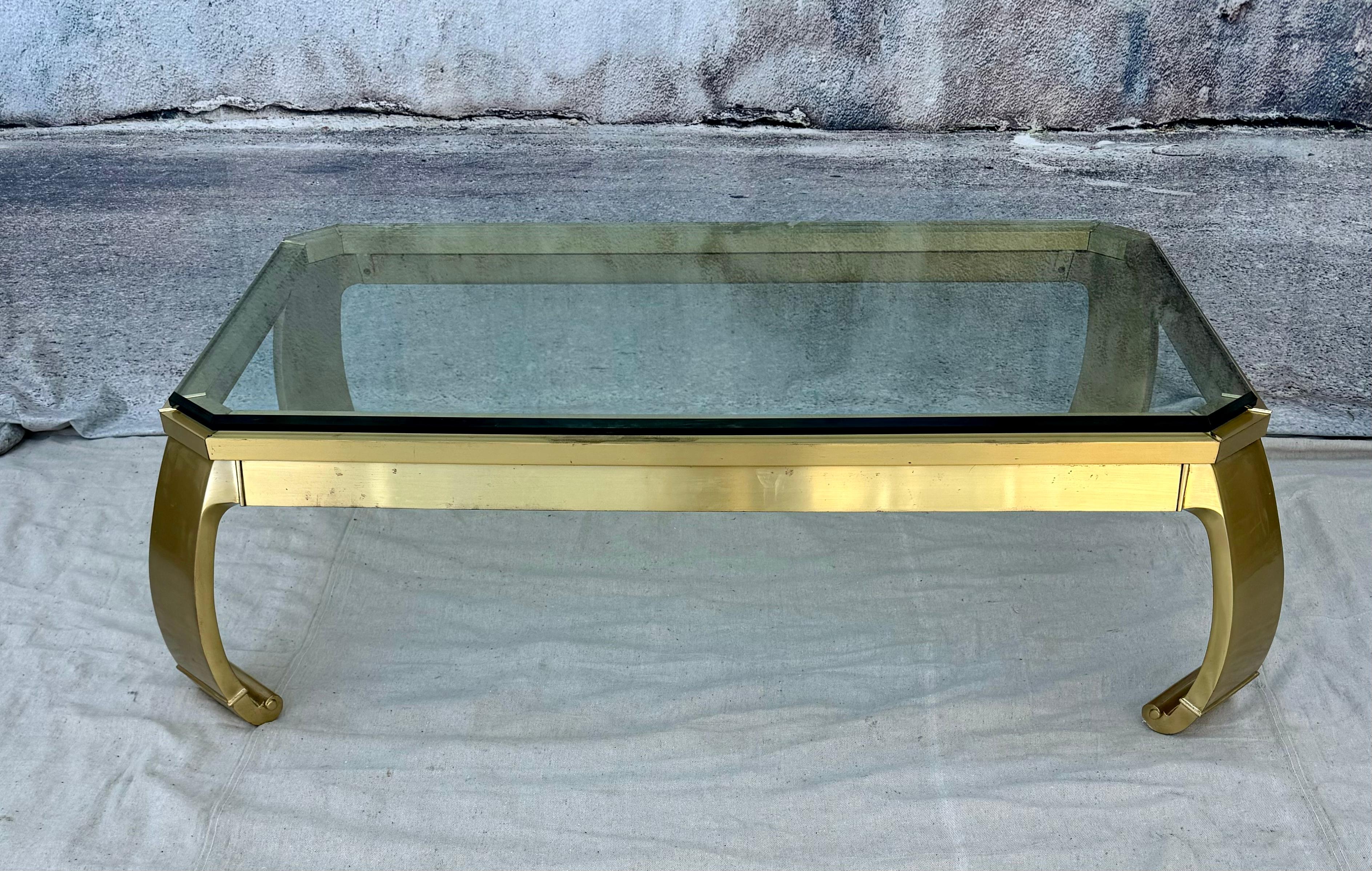 Asian Inspired Brass Coffee Table, Mastercraft Style For Sale 2