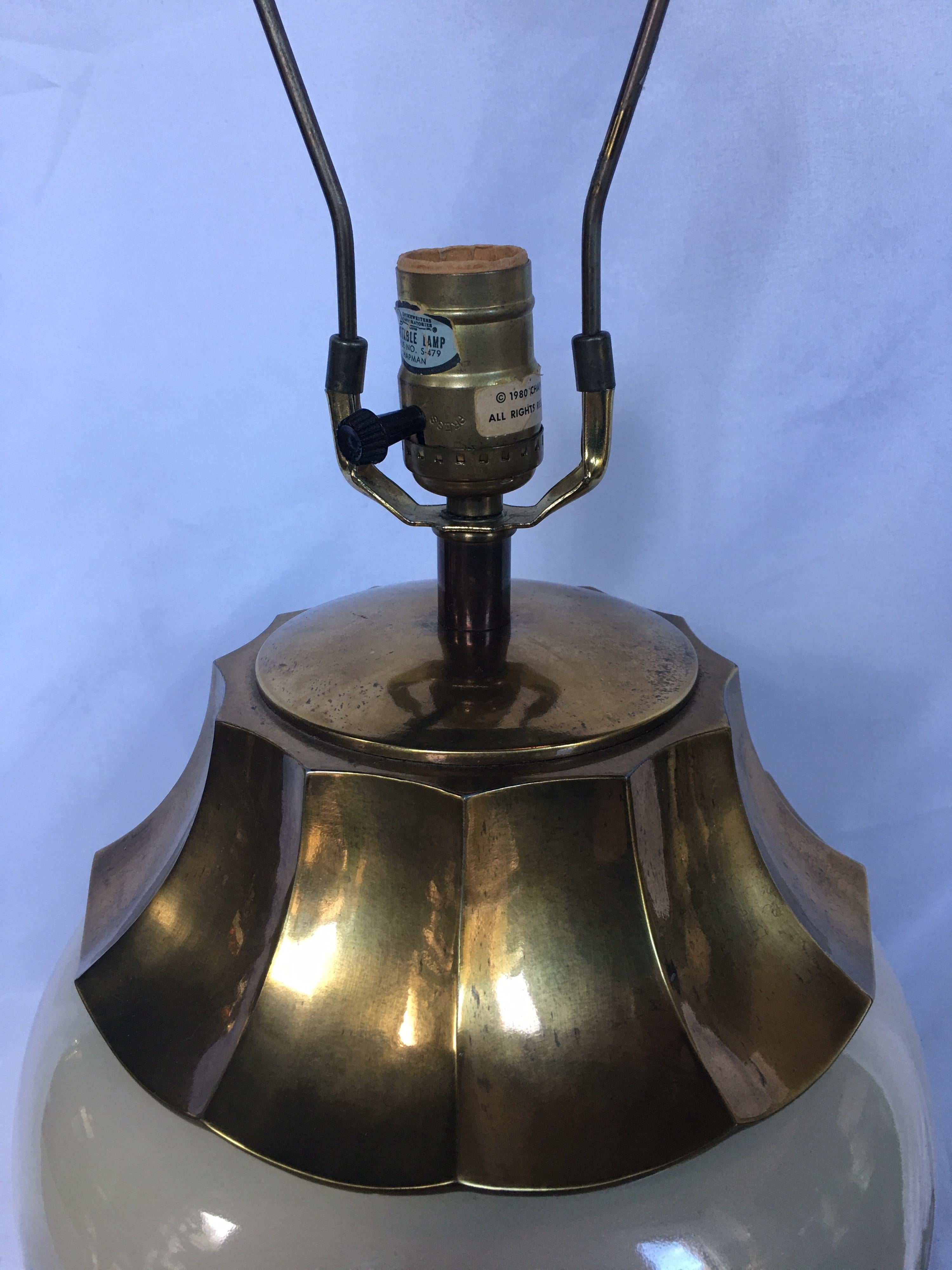 Chinoiserie Asian Inspired Brass Pagoda Table Lamp by Chapman