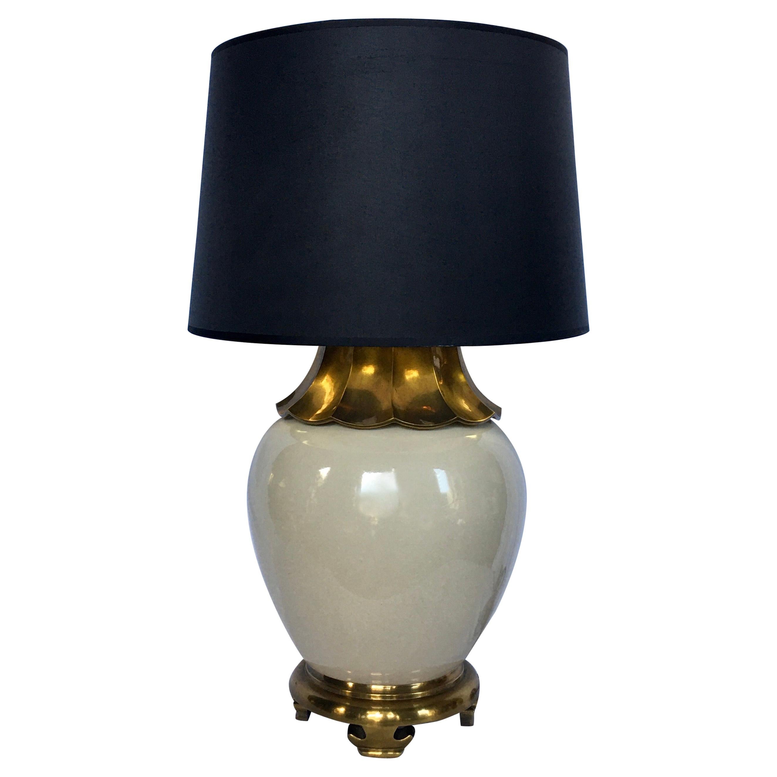 Asian Inspired Brass Pagoda Table Lamp by Chapman