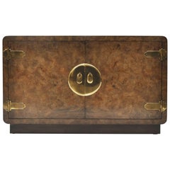 Asian Inspired Burled Wood Credenza