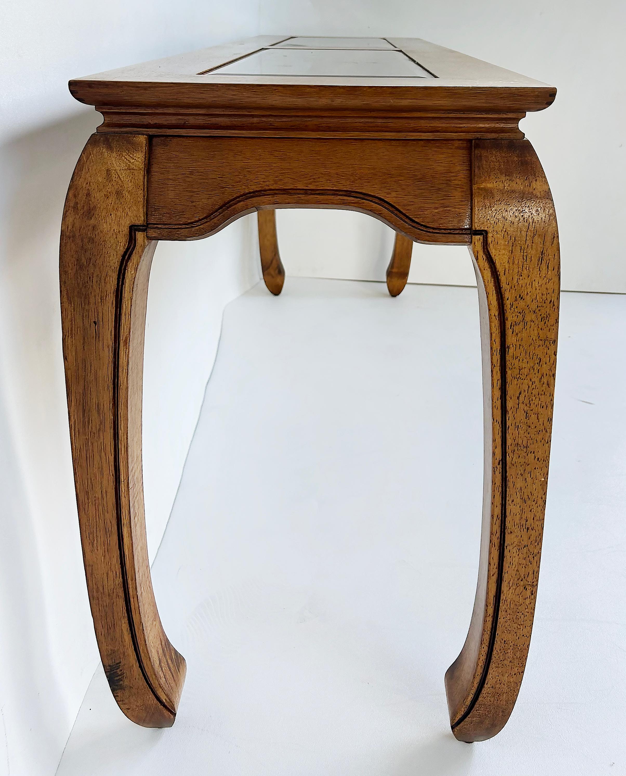 Asian Inspired Console Table, Beveled Glass Inset Tops, Late 20th Century For Sale 2