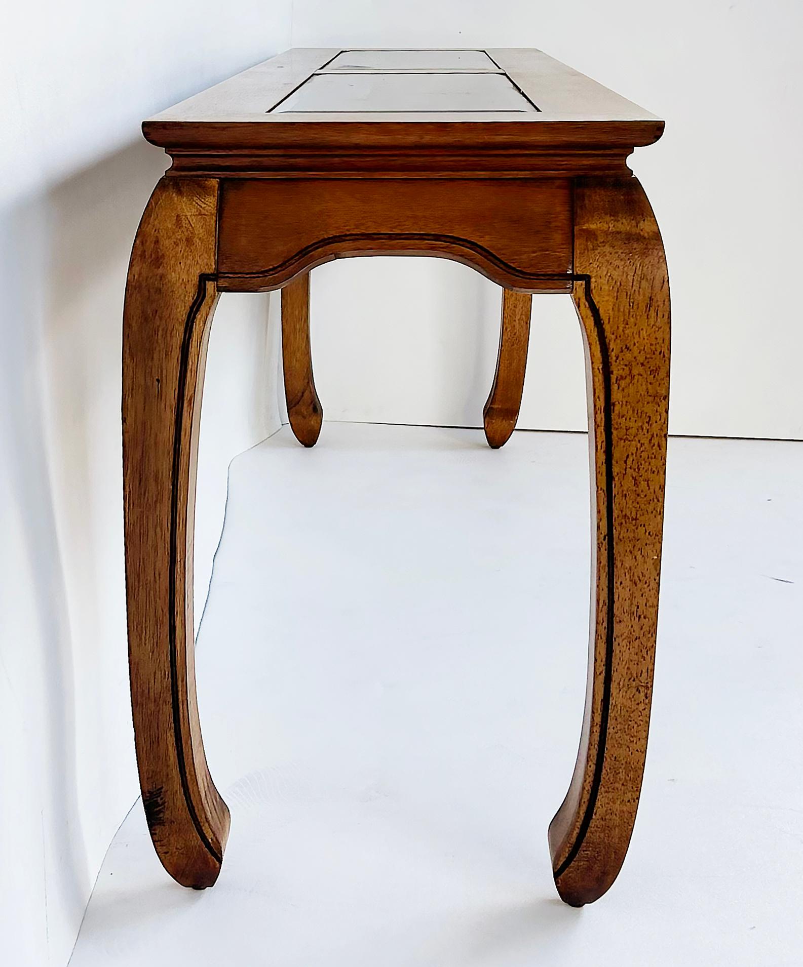 Asian Inspired Console Table, Beveled Glass Inset Tops, Late 20th Century For Sale 3