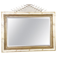 Asian Inspired Hollywood Regency Style Gilded Beveled Glass Wall Mirror