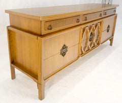 Asian Inspired Light Walnut 9 Drawers Long Mid Century Dresser Credenza MINT!