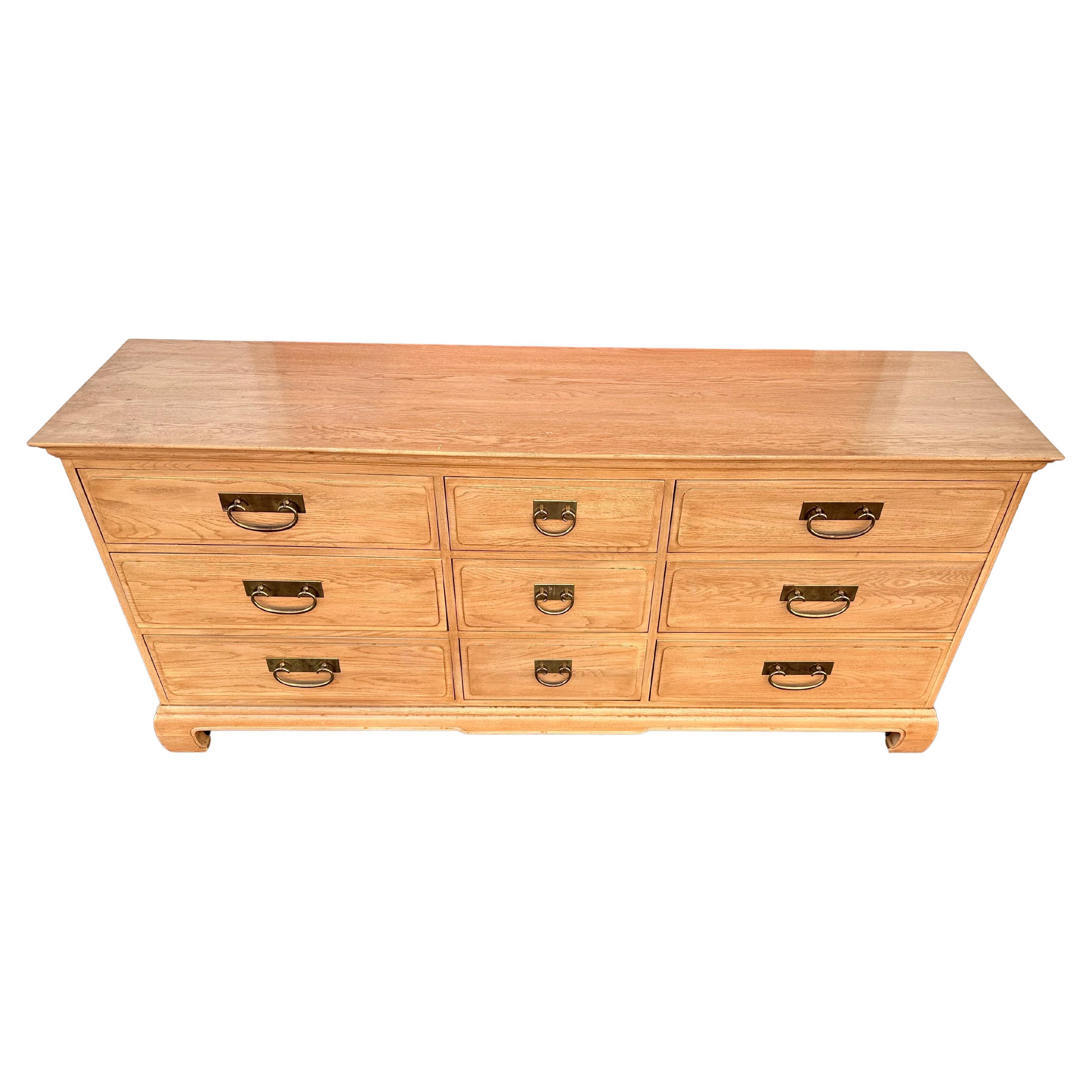 Asian inspired lime oak sideboard by Davis Furniture For Sale