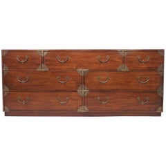 Asian Inspired Seven-Drawer Campaign Chest of Drawers, circa 1970s