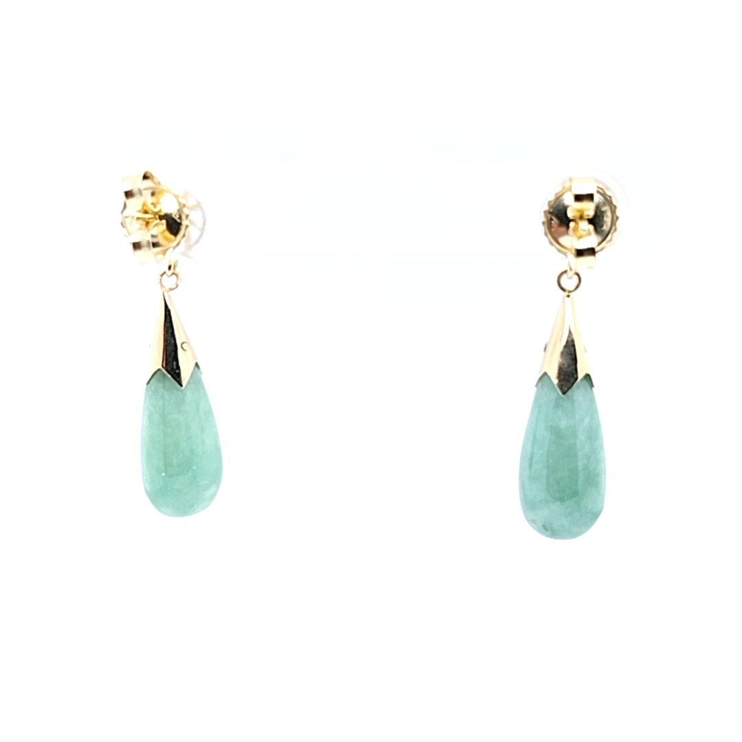 Asian Jade Drop Earrings In Good Condition For Sale In Coral Gables, FL
