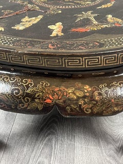 Asian Lacquer Coffee Table, Inlaid Decoration, Late 19th Century