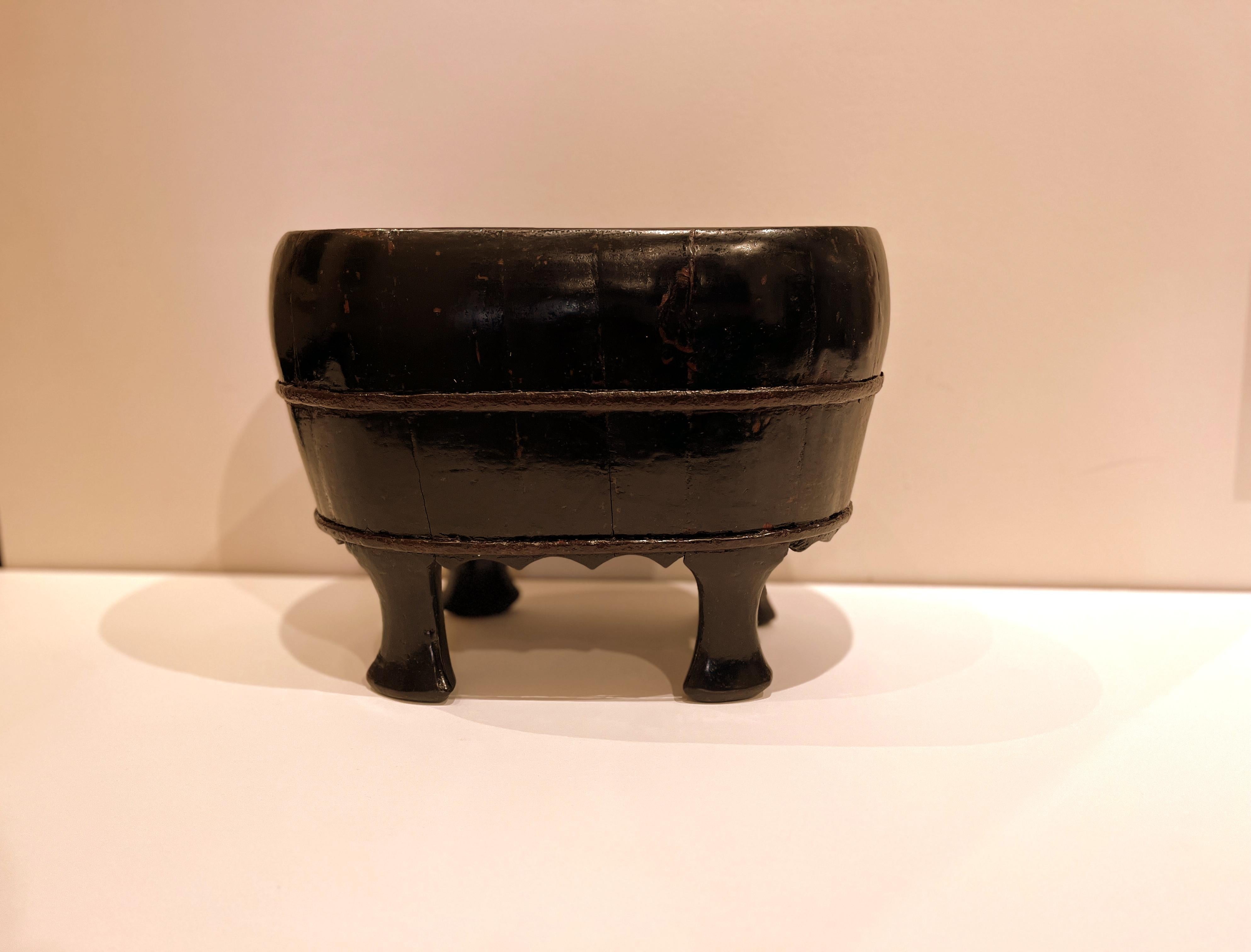 Asian Lacquer Wood Container with iron bracket 
13