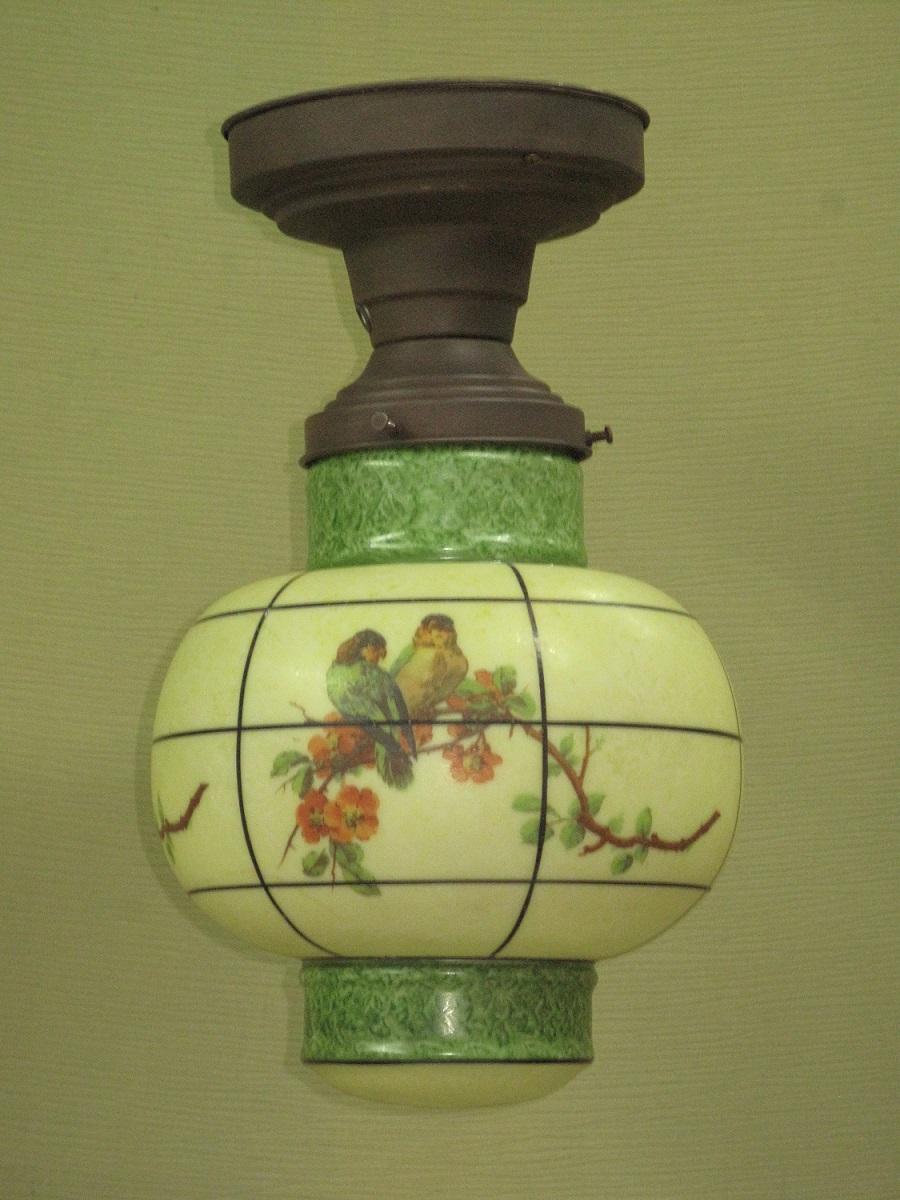 Asian Lantern Inspired Parrot Fixture, circa 1930 2