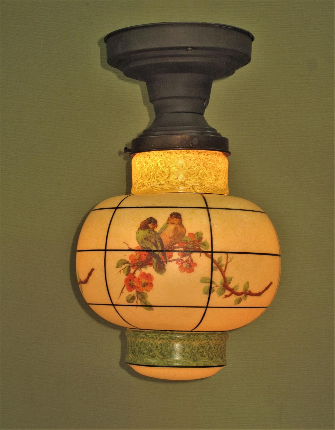 20th Century Asian Lantern Inspired Parrot Fixture, circa 1930