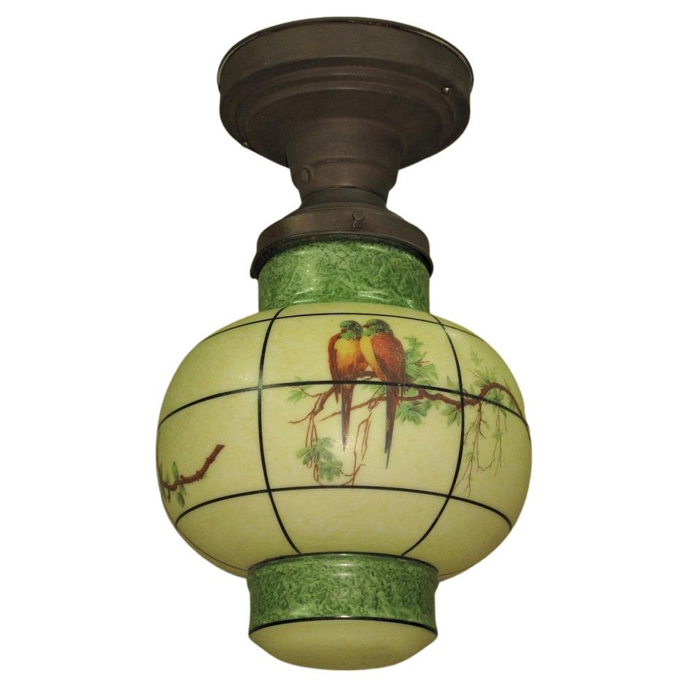 Asian Lantern Inspired Parrot Fixture, circa 1930