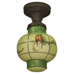 Vintage Asian Lantern Inspired Parrot Fixture, circa 1930