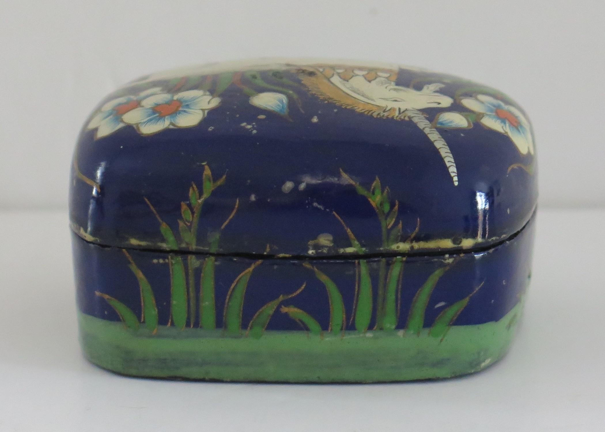 Asian Laquered Box with Lid Hand Painted Unicorn, Mid 20th Century 2