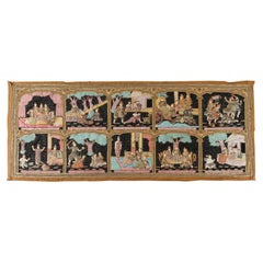 Asian Large Vintage Burmese Kalaga Beads Embroidered Tapestry