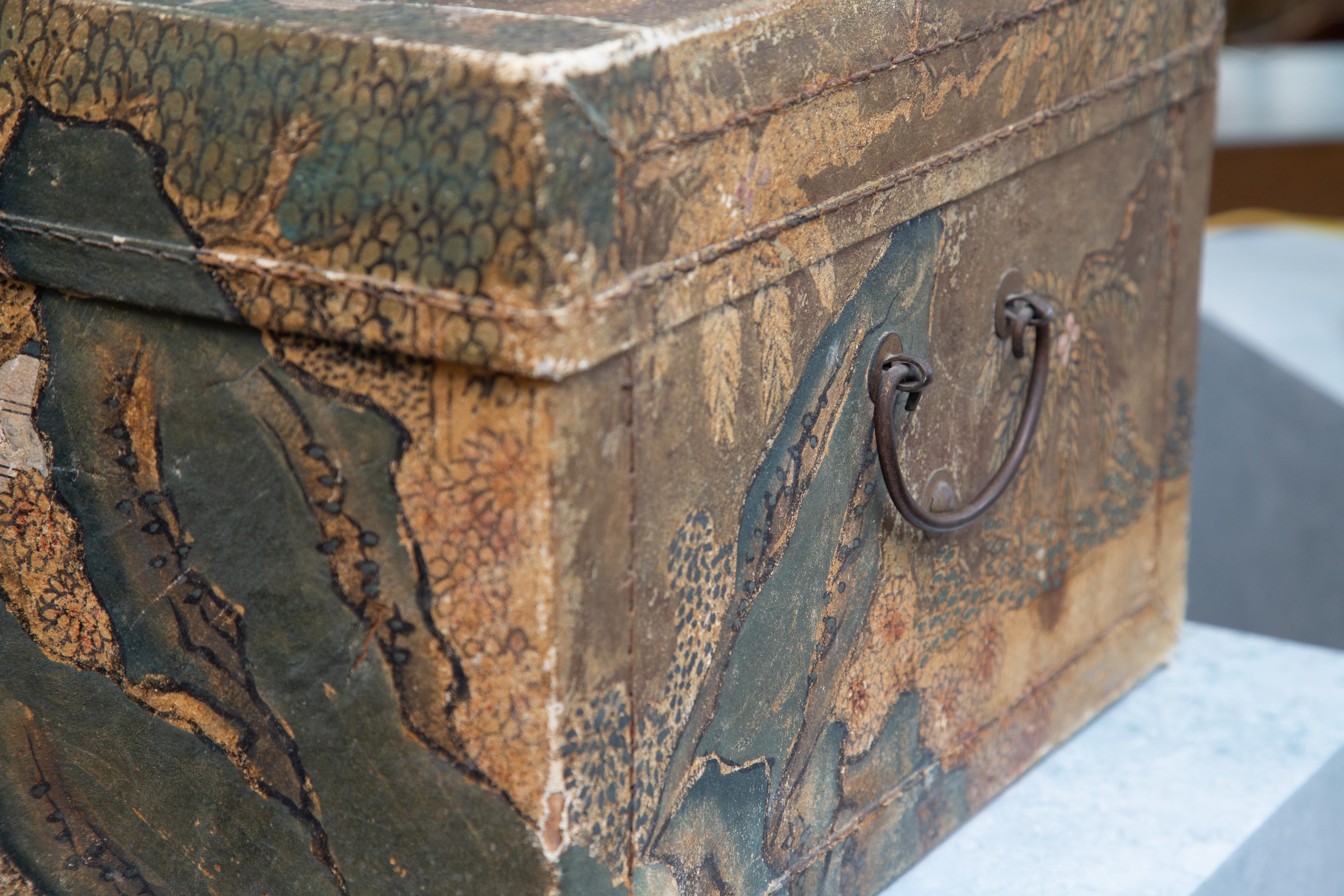 Hand-Painted Asian Lidded Box/Trunk