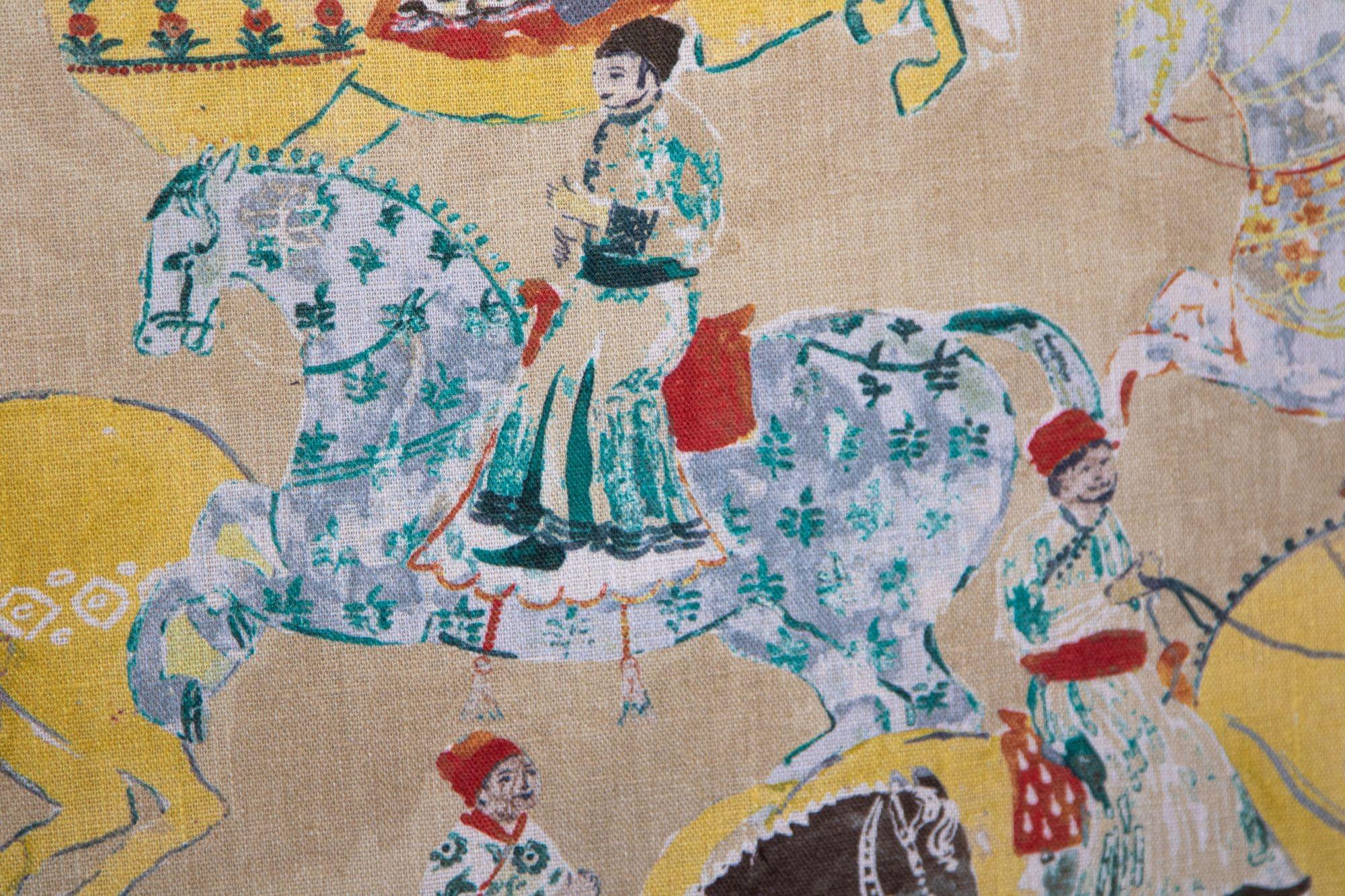 XXIe siècle et contemporain Tte de lit de luxe asiatique tapisse avec scne moghole Maharajahs sur cheval Inde en vente