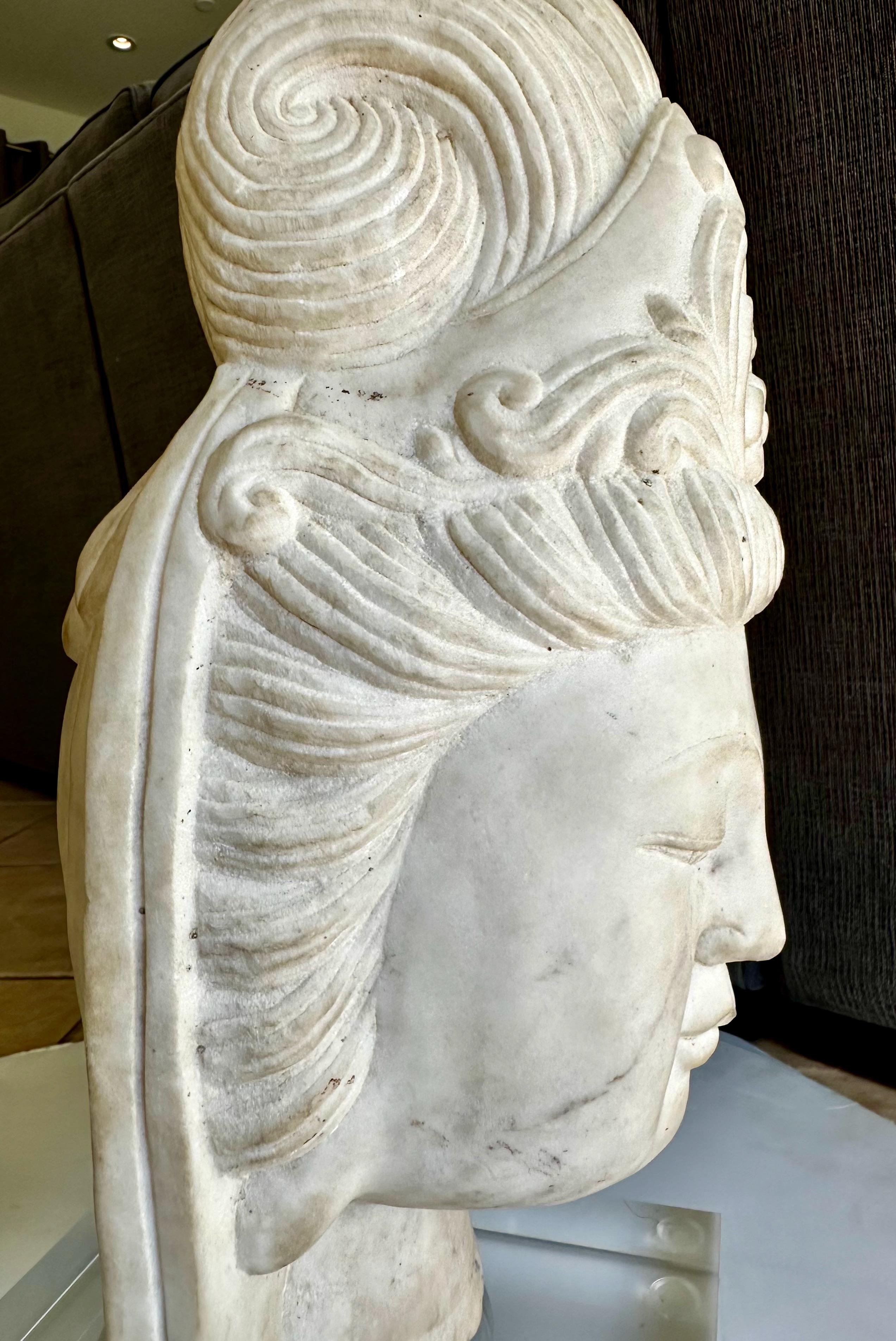 Asian Marble Quan Yin Buddha Bust or Head For Sale 9