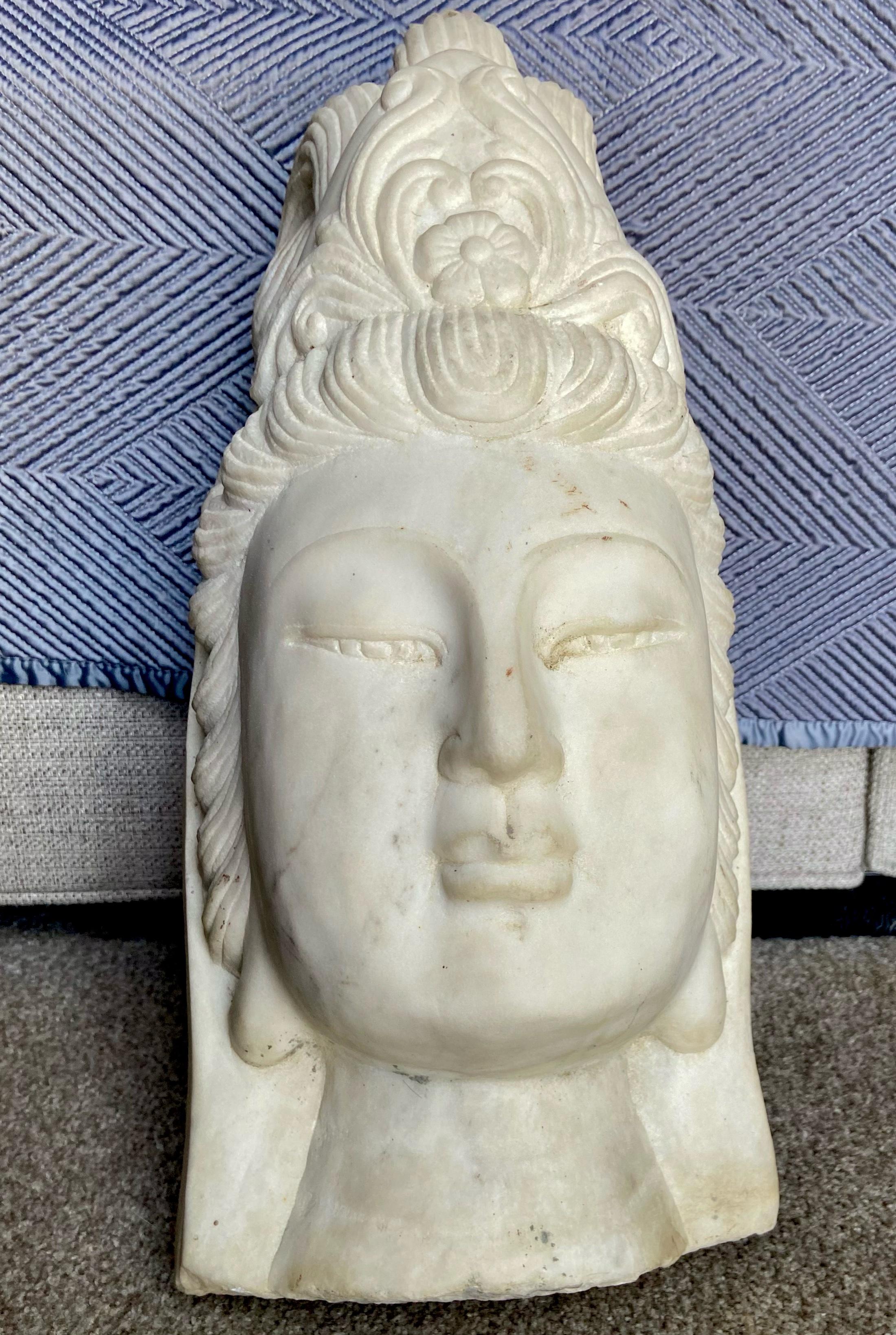 Asian Marble Quan Yin Buddha Bust or Head 11