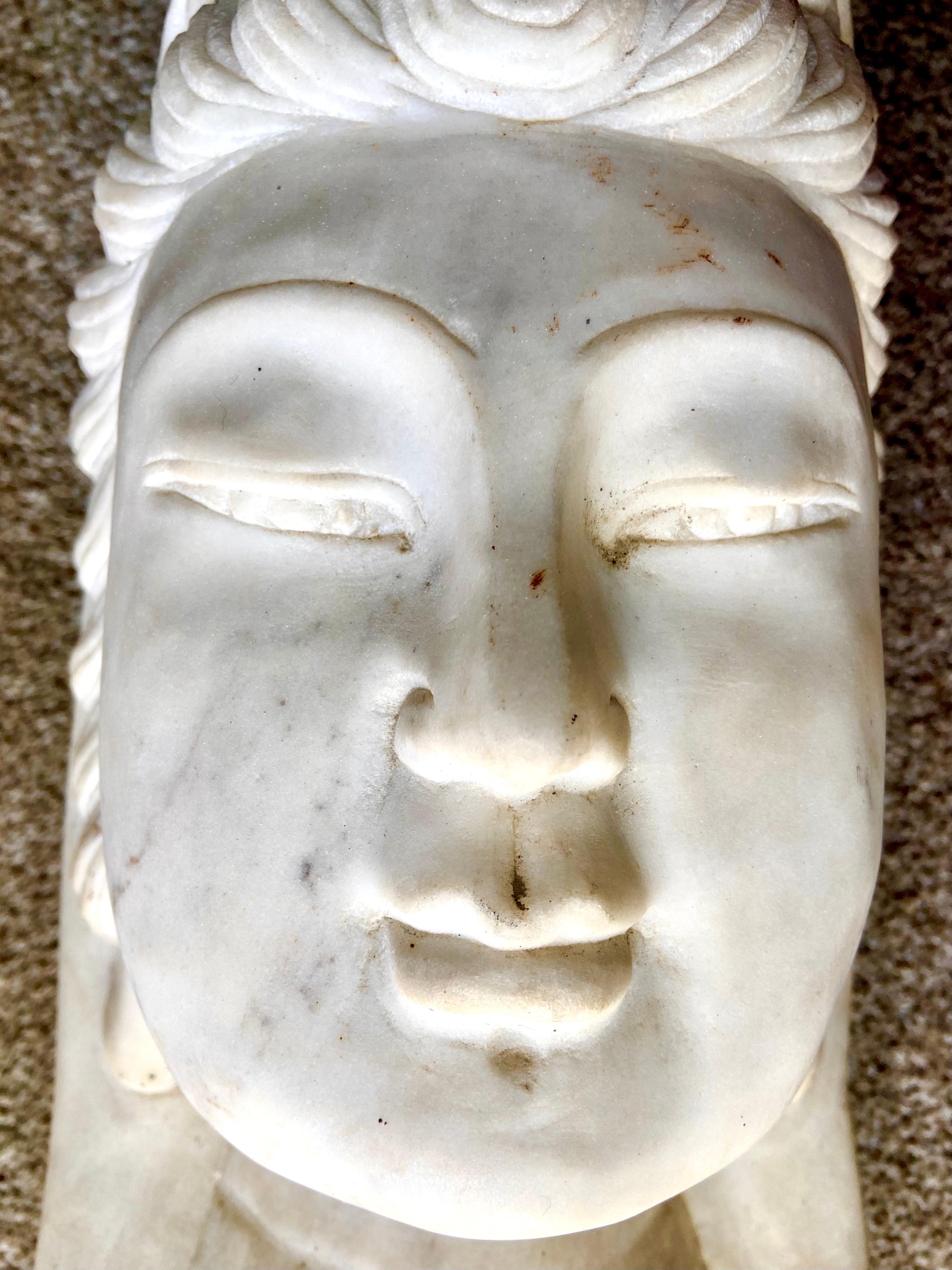 Asian Marble Quan Yin Buddha Bust or Head 1