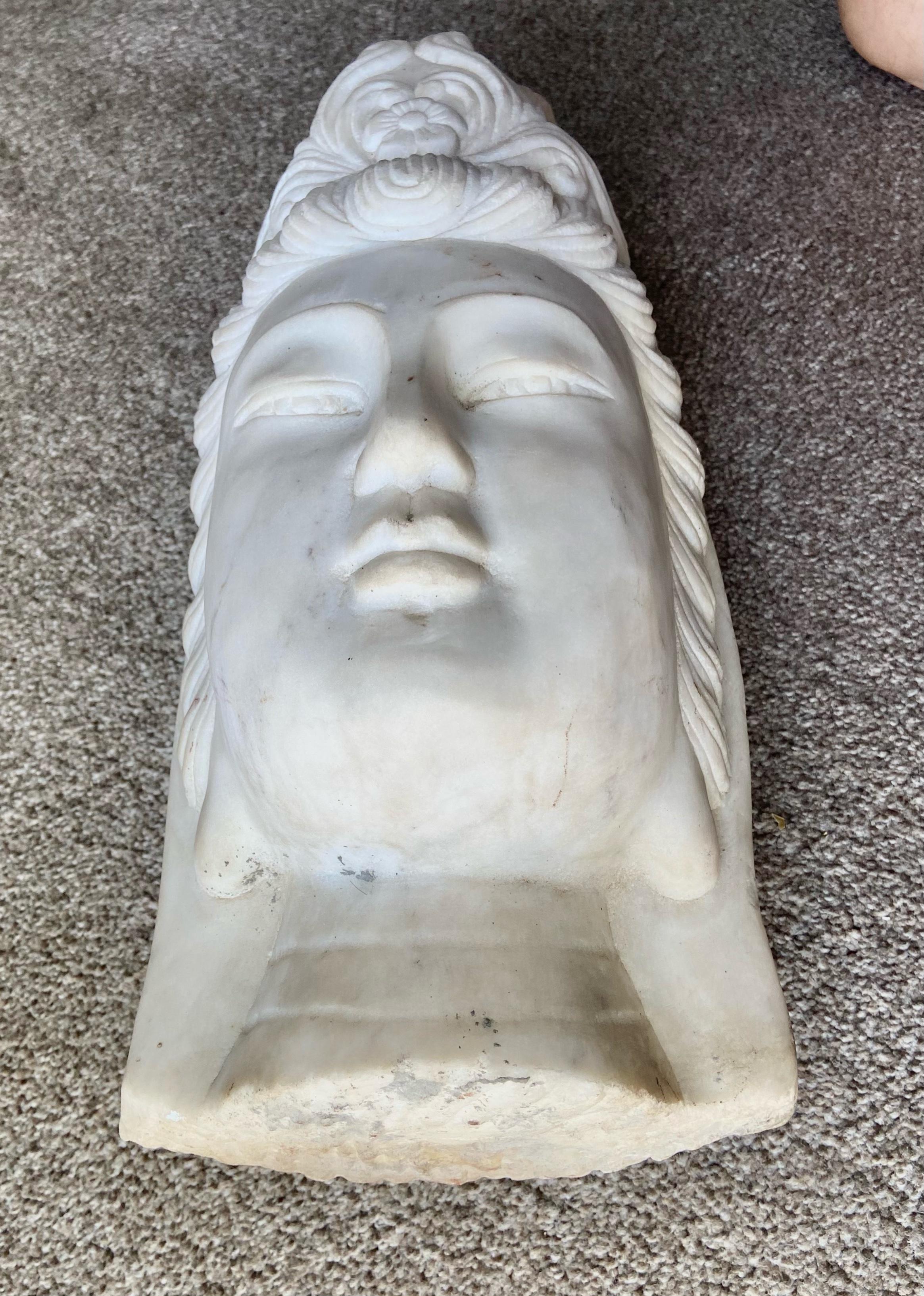 Asian Marble Quan Yin Buddha Bust or Head 3