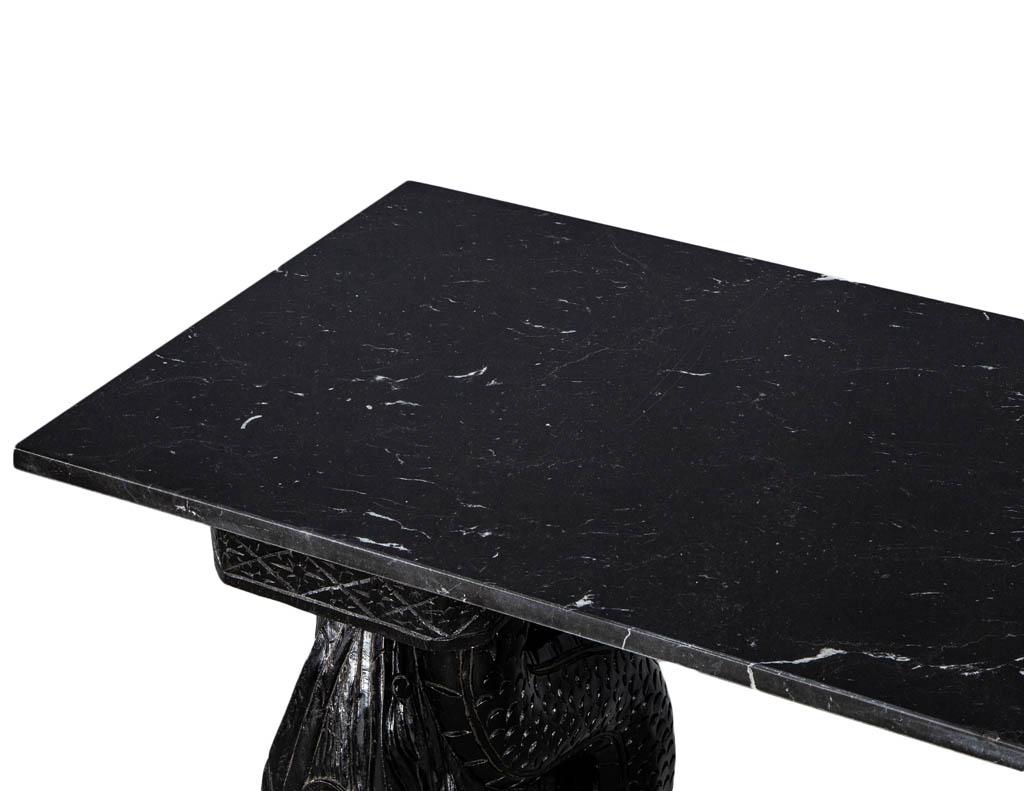 Asian Marble-Top Console with Carved Dragon Pedestals 1