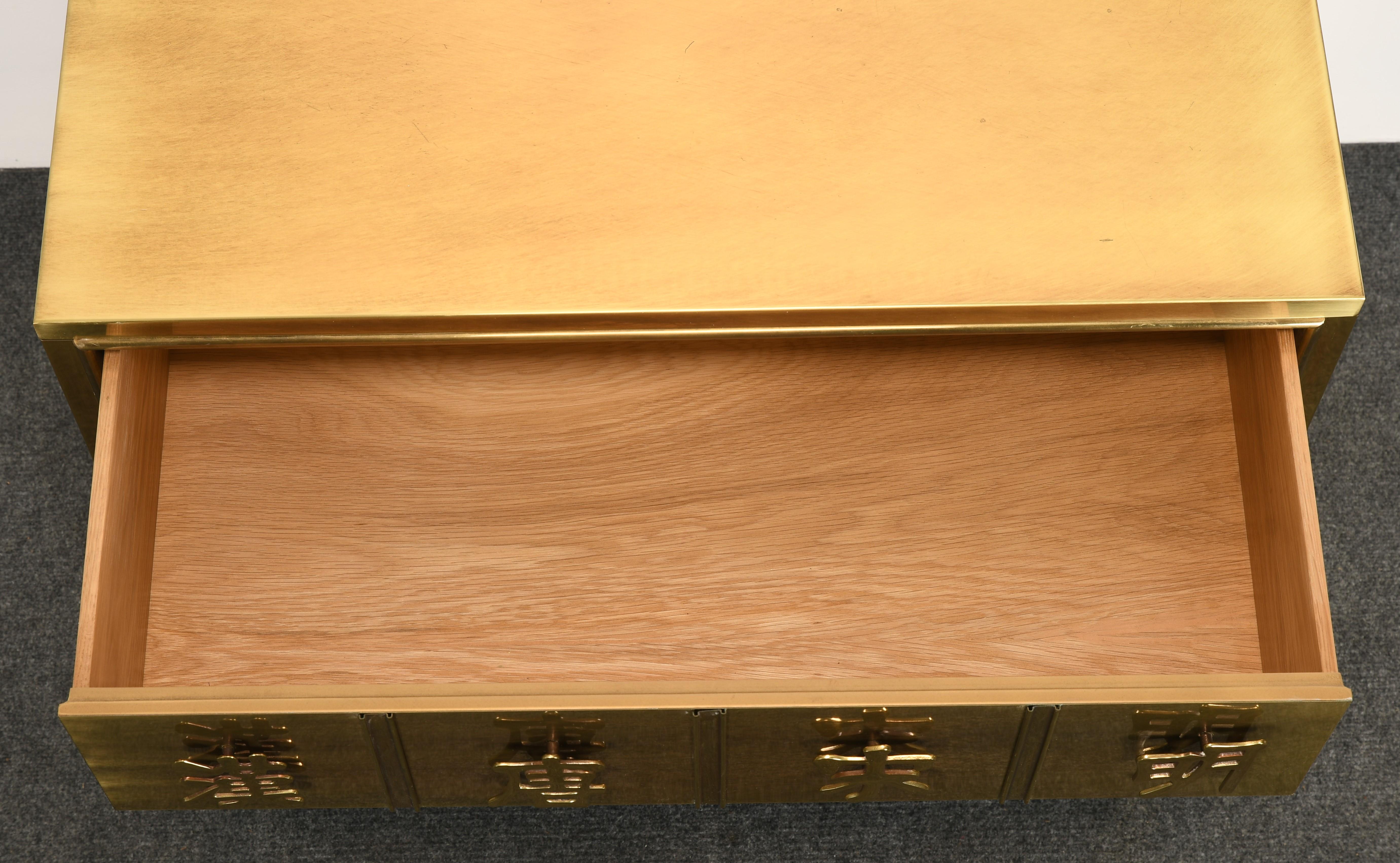 Asian Characters Mastercraft Brass Chest, 1970s 6