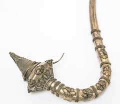 Asian Metal Filigree Opium Pipe, Silver Plate, Chinoiserie Style, 1920