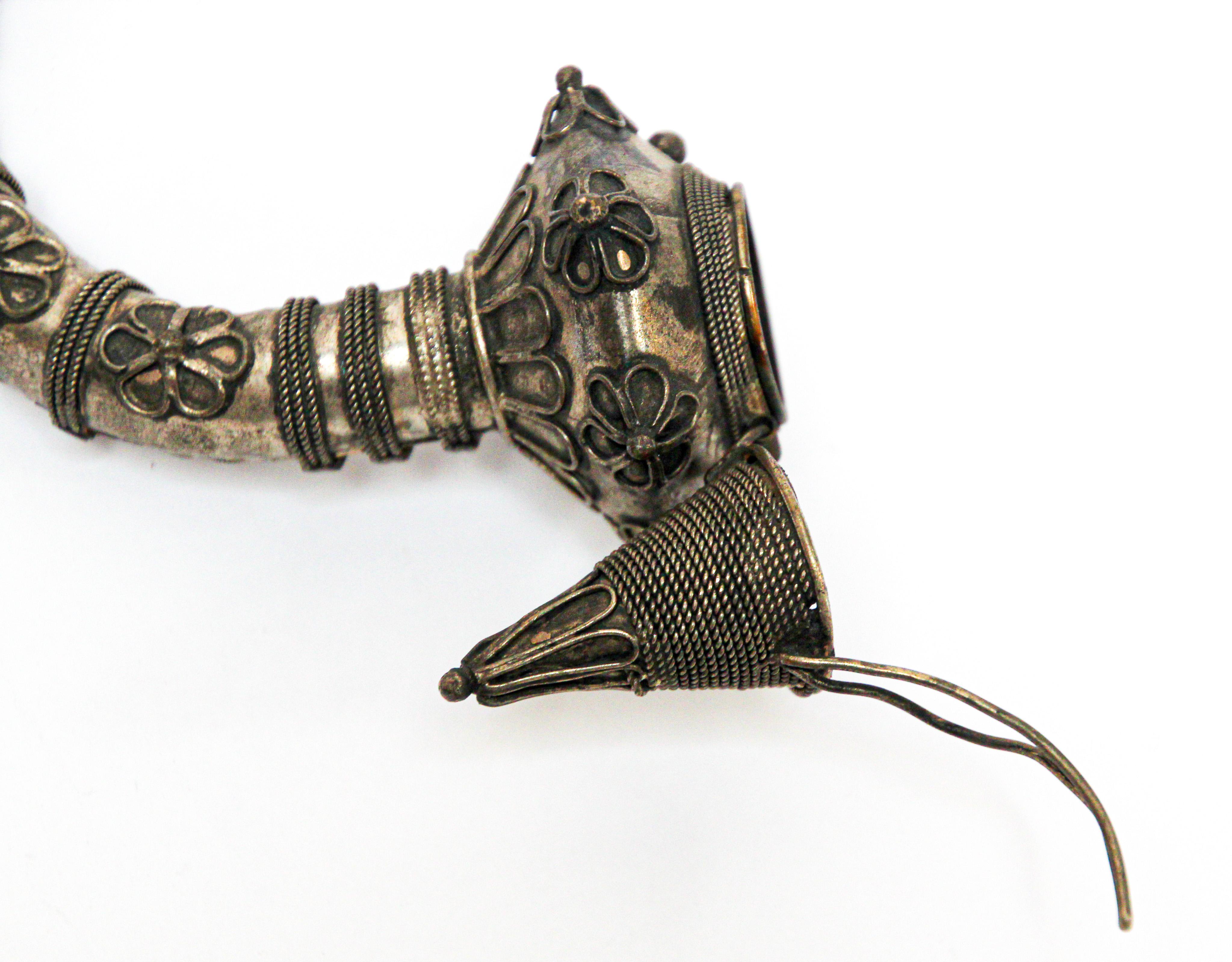 Hand-Crafted Asian Metal Filigree Opium Pipe For Sale