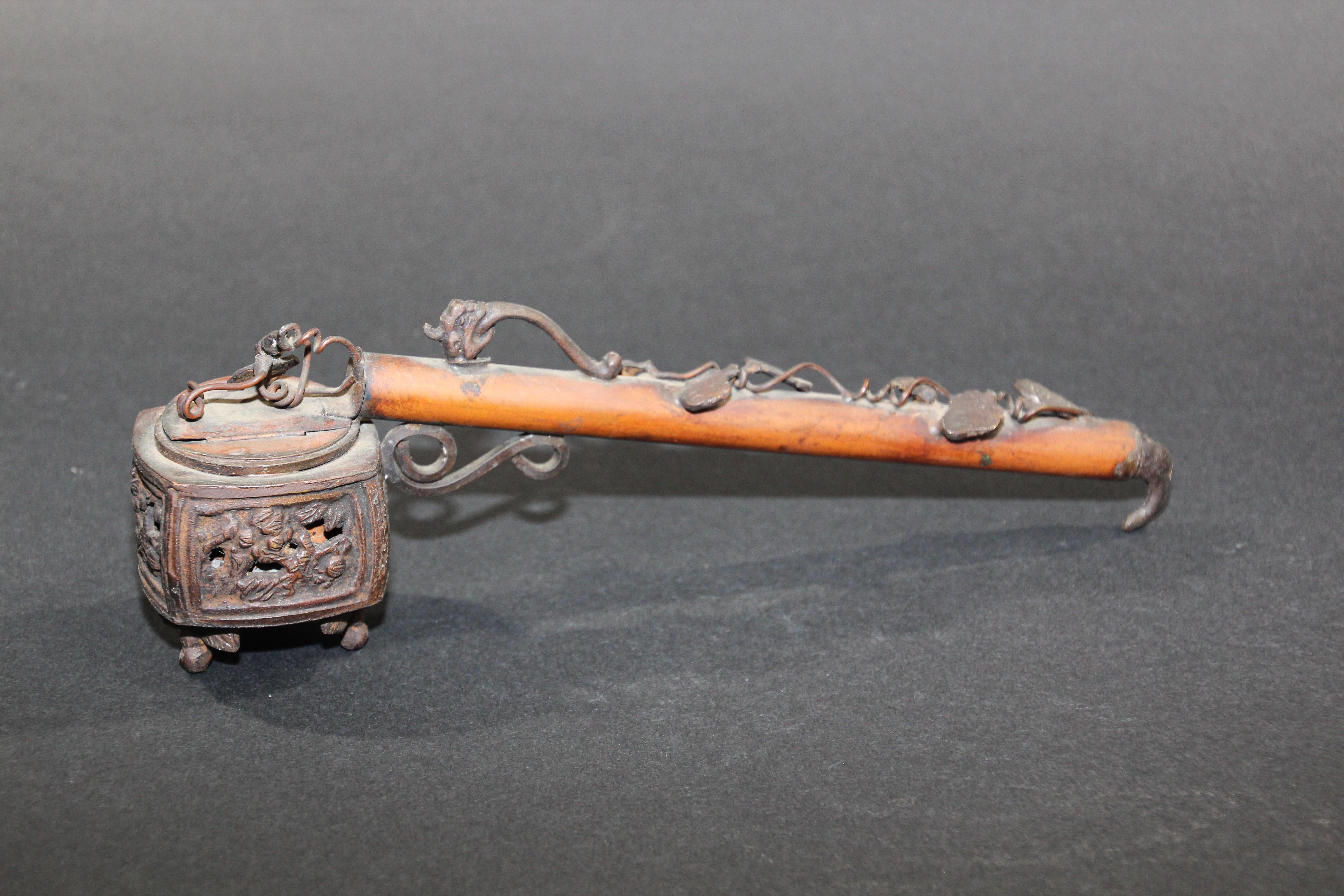 Asian Metal Japanese Yatate, Edo, Bronze Pipe Shape 4