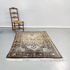 Asian Mid-Century Modern Persian Carpet in Beige Red Black Fabric, 1950s