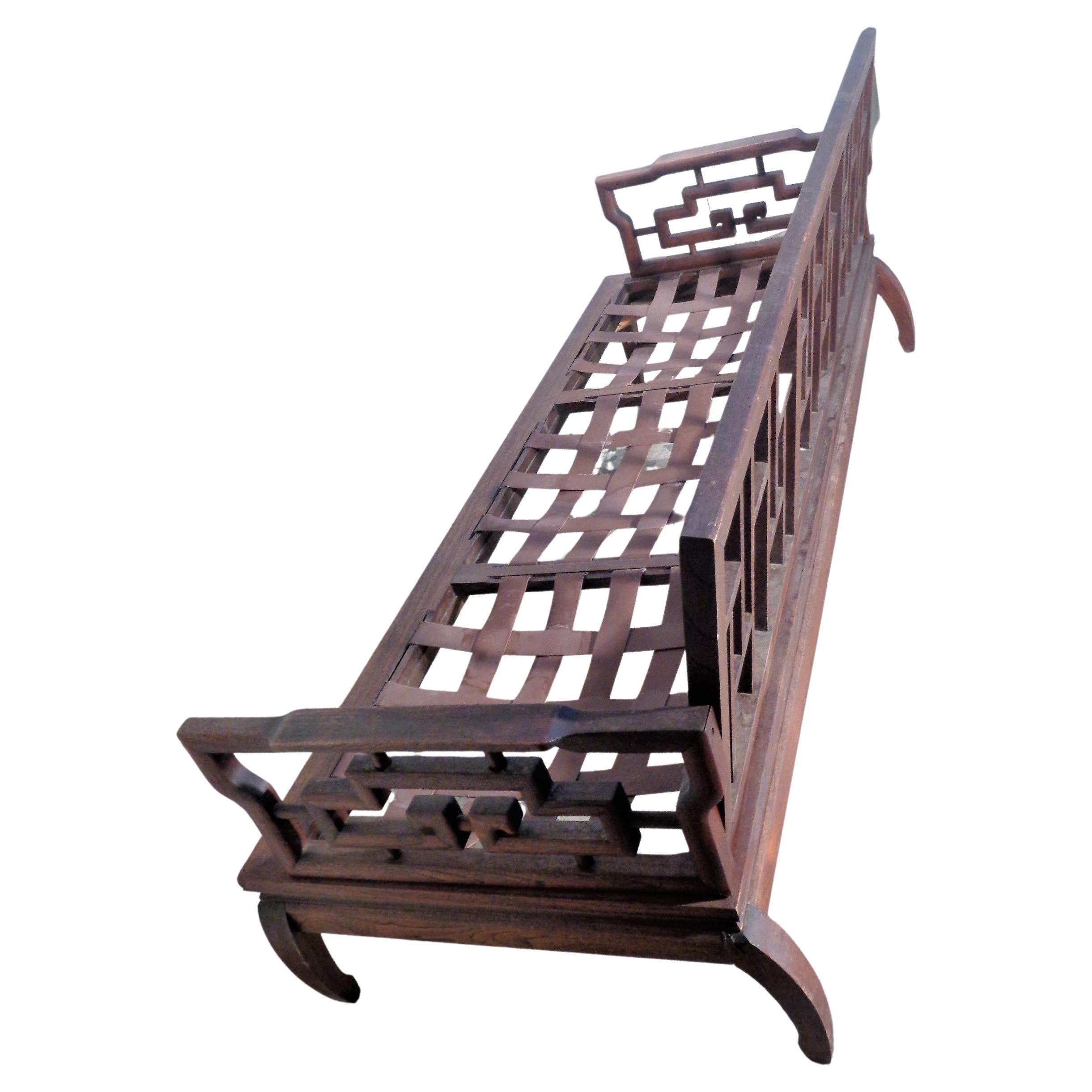 20th Century Asian Ming Style Carved Mahogany Sofa Settee, 1940-1960 For Sale