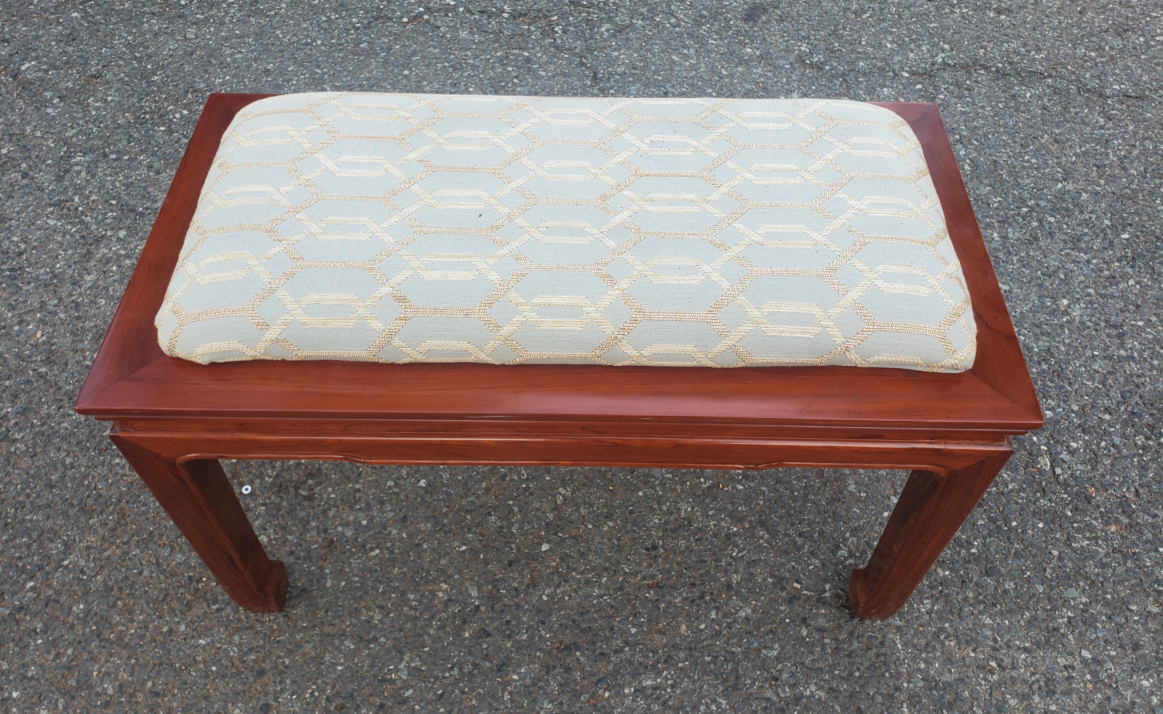 American Asian Ming Style Rosewood Upholstered Bench For Sale