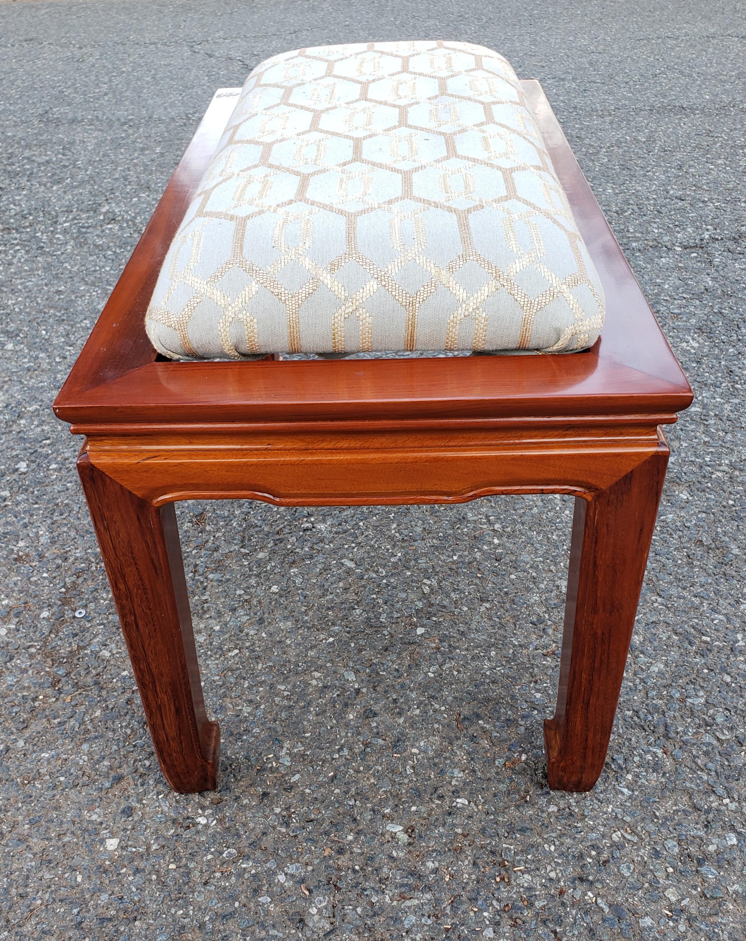 Upholstery Asian Ming Style Rosewood Upholstered Bench For Sale
