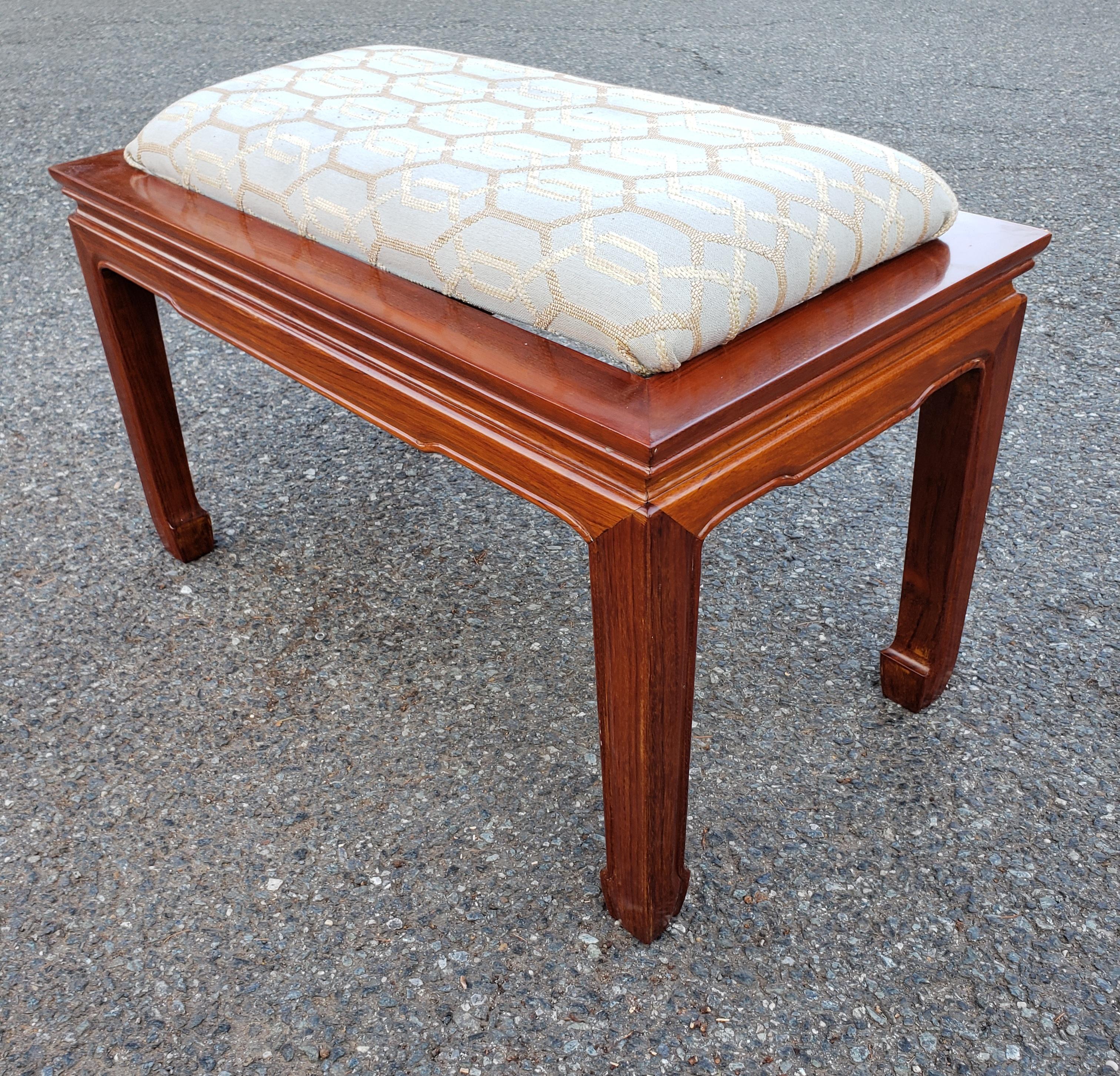 Asian Ming Style Rosewood Upholstered Bench For Sale 2