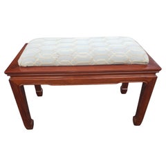Used Asian Ming Style Rosewood Upholstered Bench