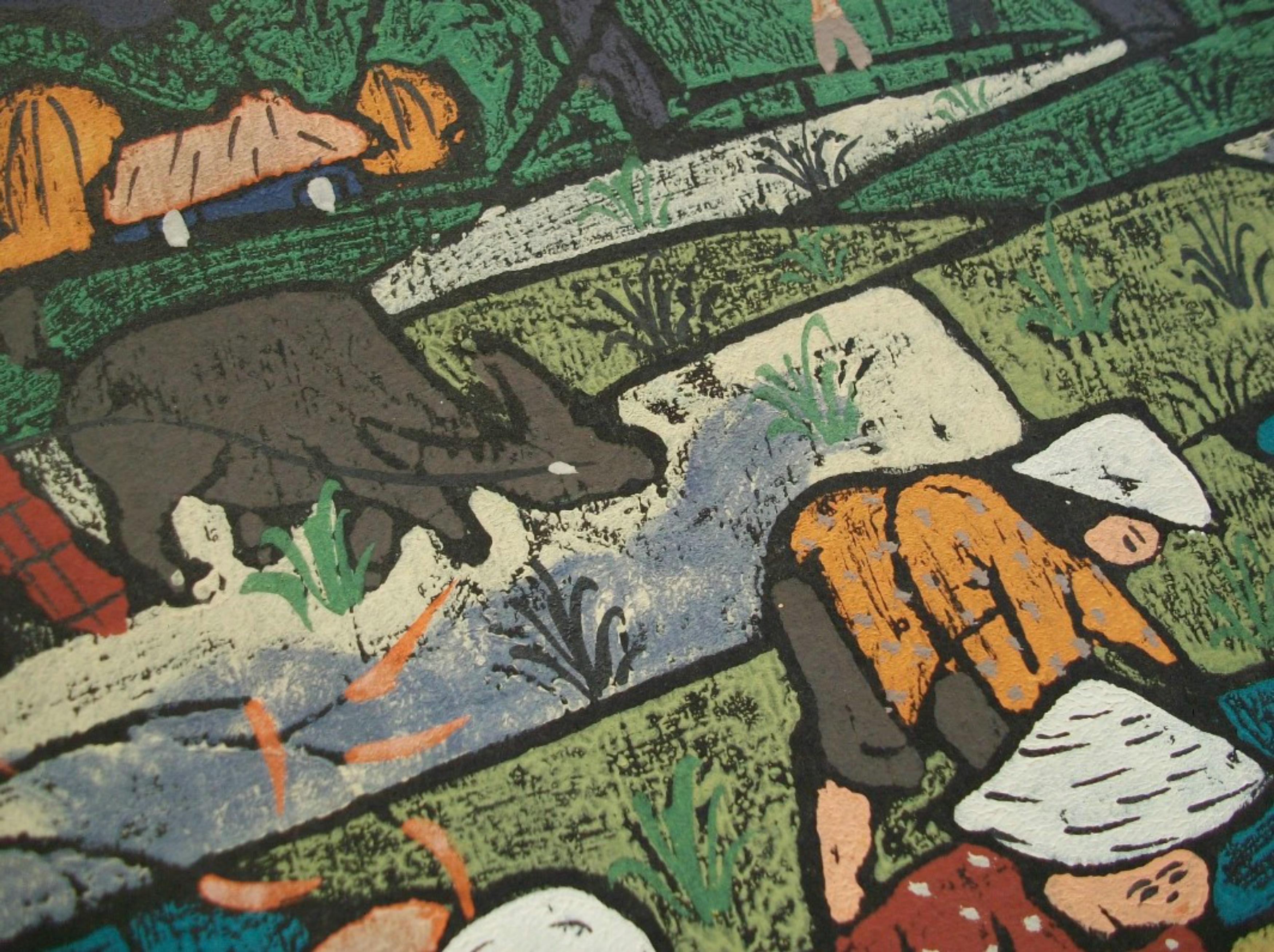 Vietnamien Peinture asiatique en techniques mixtes et pastel à l'eau - Non encadrée - Vietnam - Circa 1998 en vente