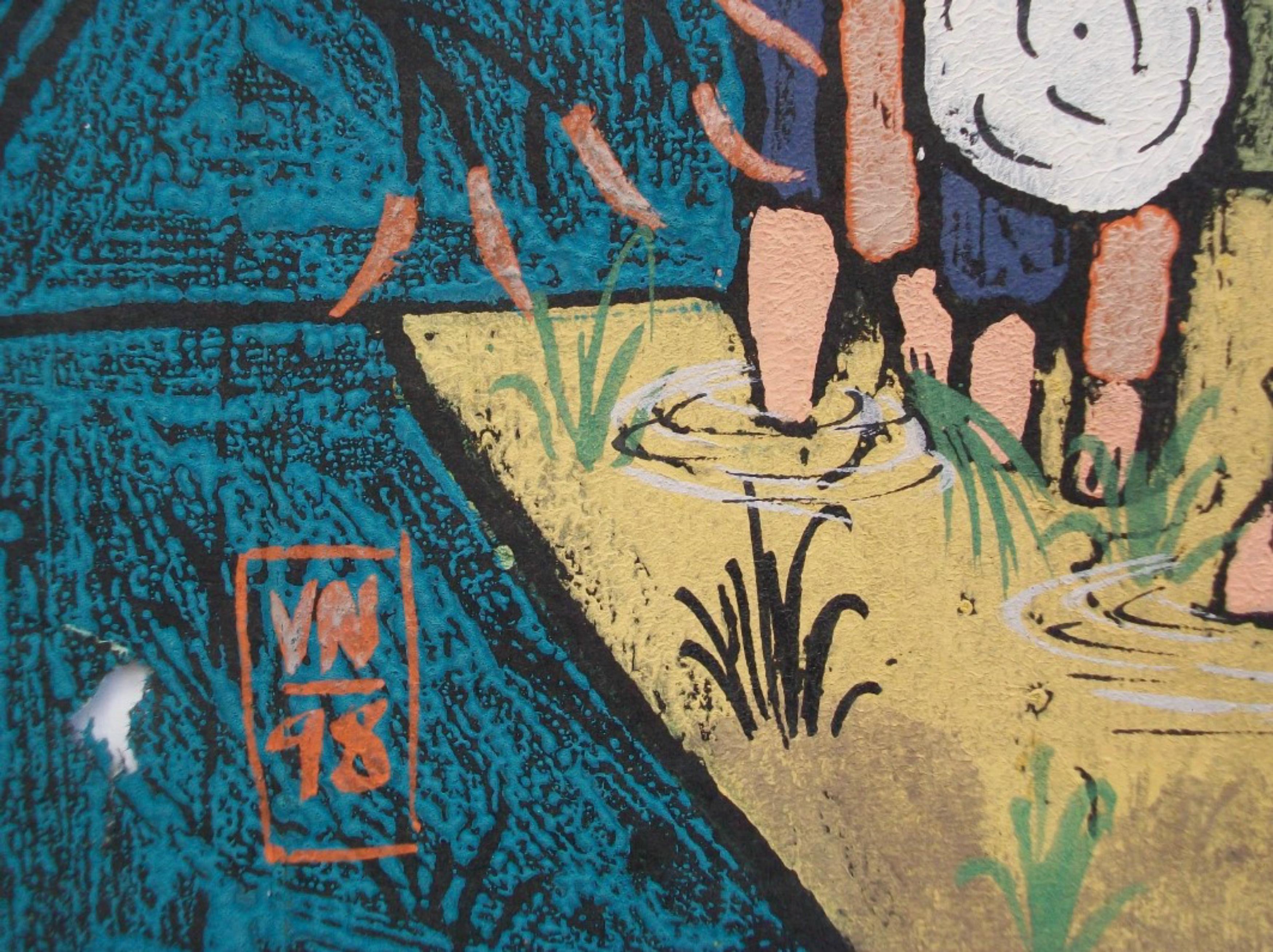 Peinture asiatique en techniques mixtes et pastel à l'eau - Non encadrée - Vietnam - Circa 1998 Bon état - En vente à Chatham, ON