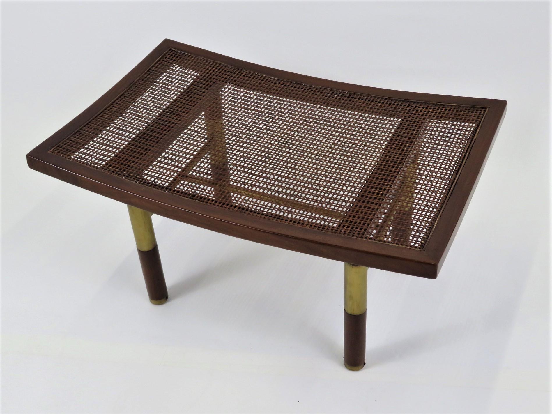 Asian Modern 50s Michael Taylor for Baker Far East Collection Cane & Brass Bench 4