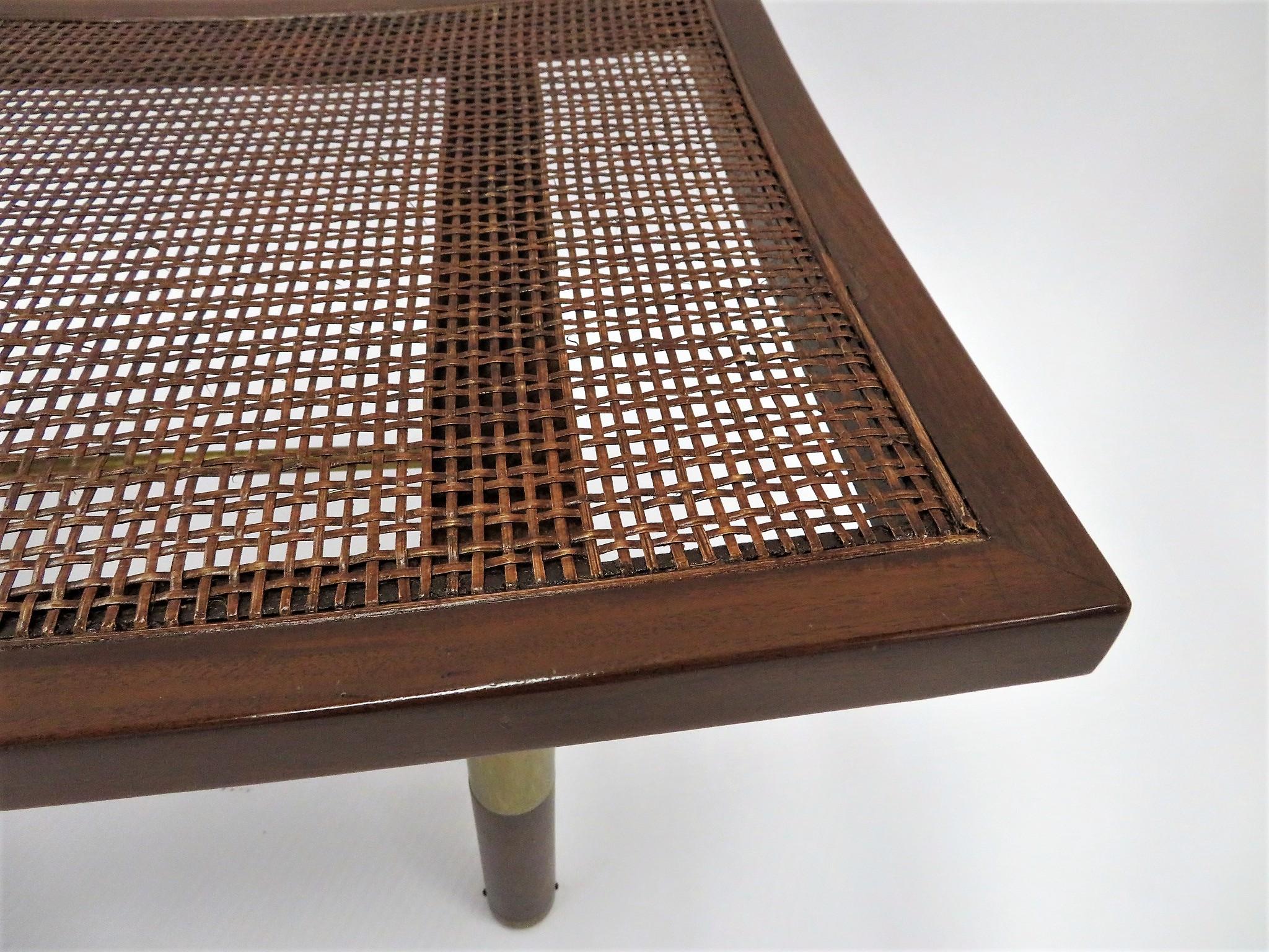 Asian Modern 50s Michael Taylor for Baker Far East Collection Cane & Brass Bench 7