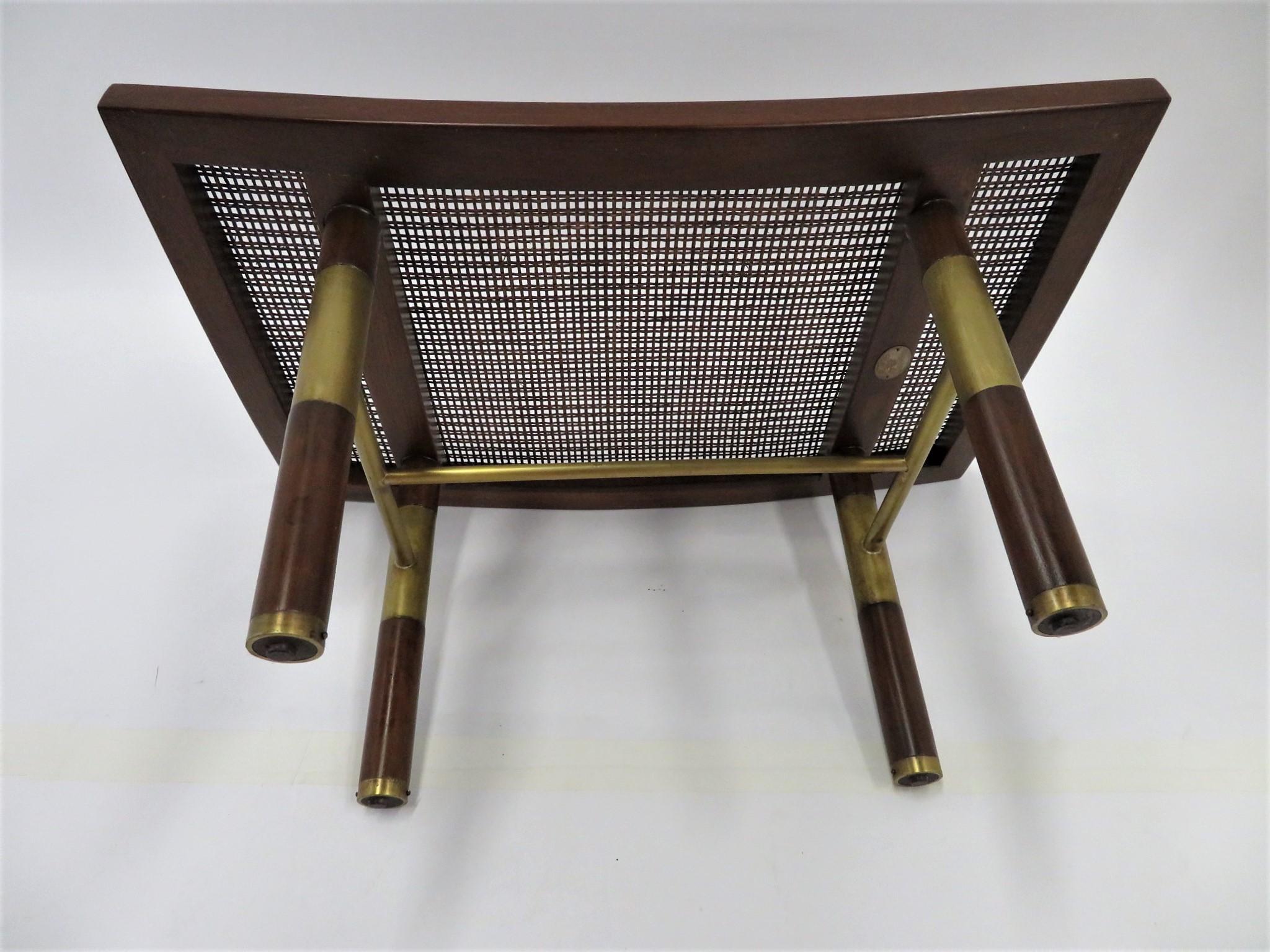 Asian Modern 50s Michael Taylor for Baker Far East Collection Cane & Brass Bench 10