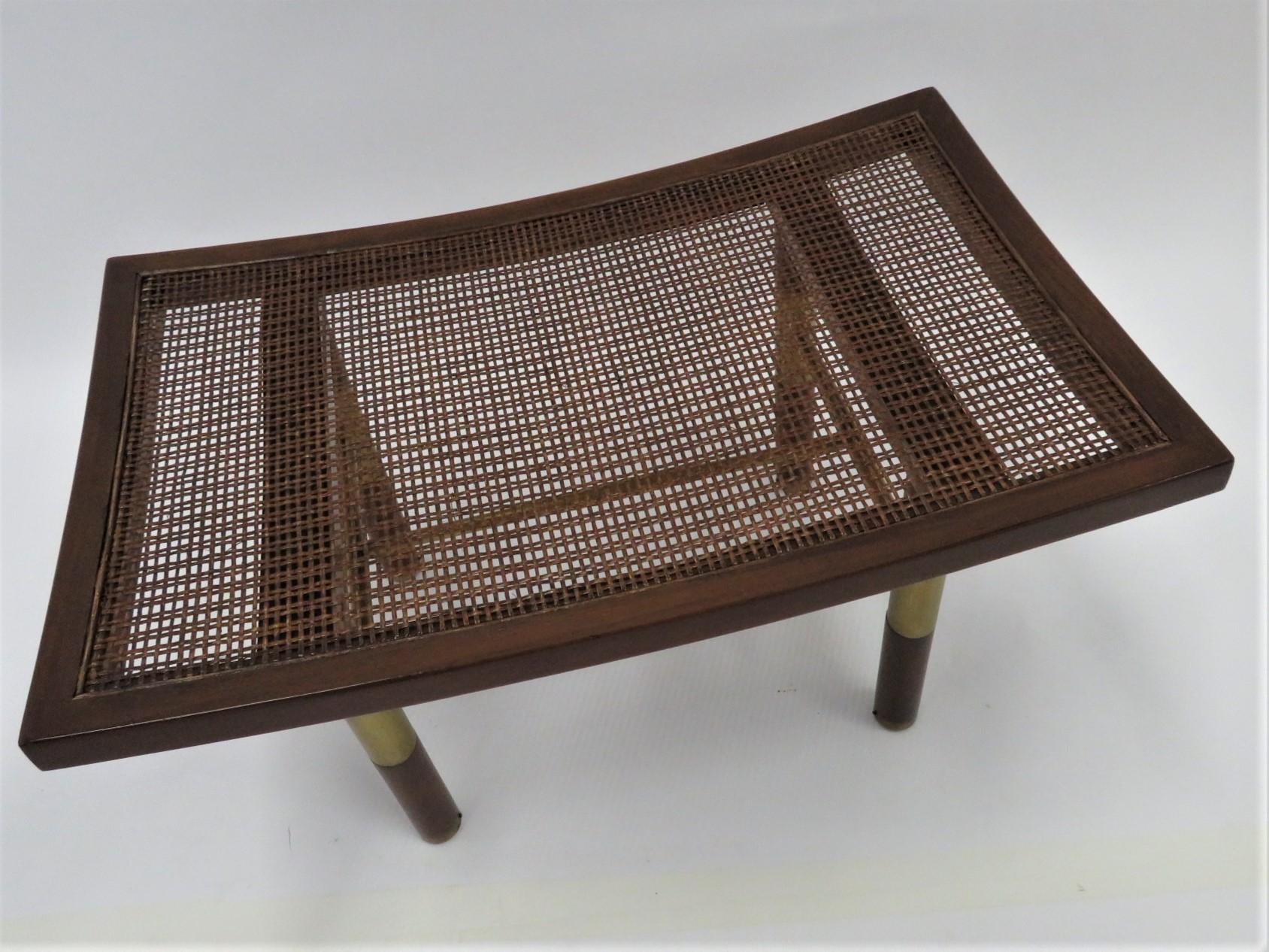 Asian Modern 50s Michael Taylor for Baker Far East Collection Cane & Brass Bench 11