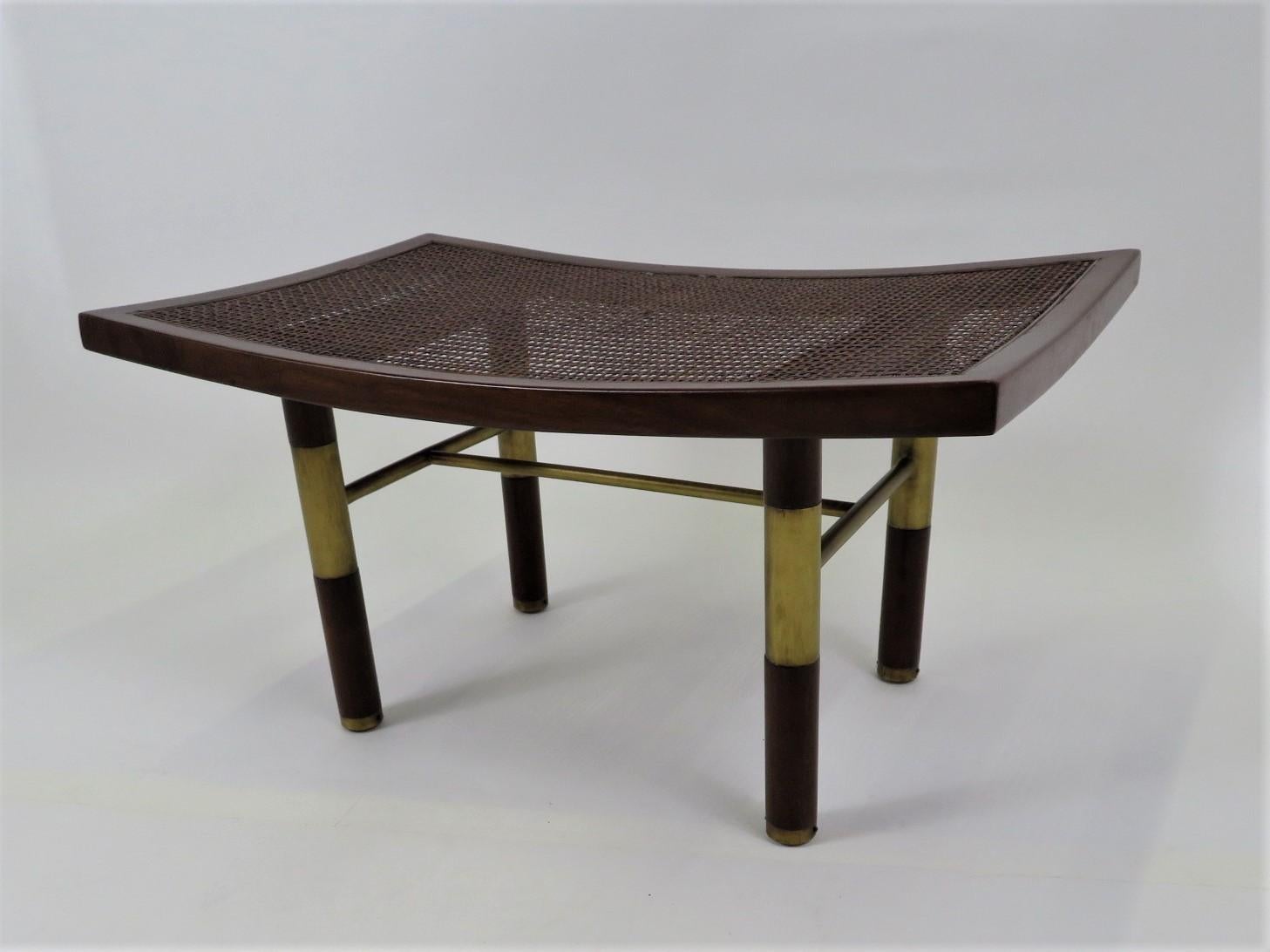Asian Modern 50s Michael Taylor for Baker Far East Collection Cane & Brass Bench 3