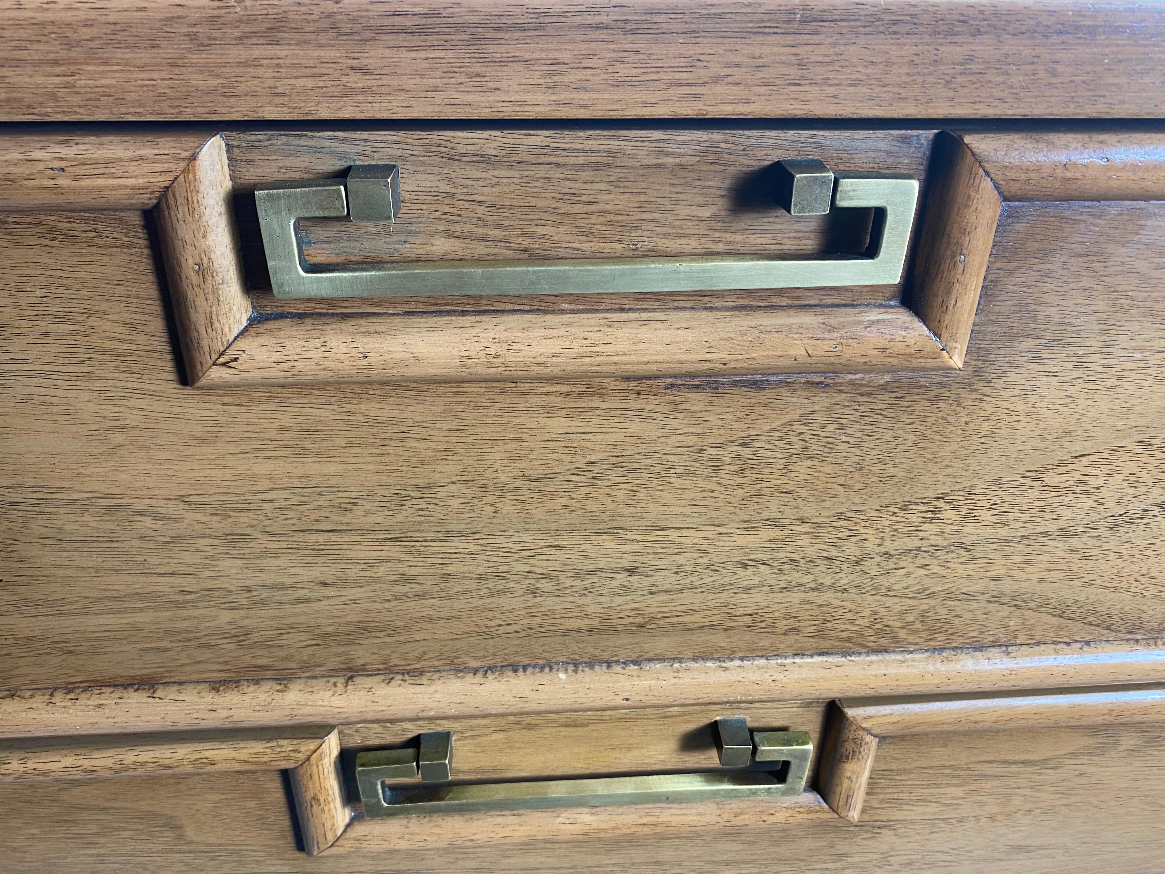 Asian Modern 9 Drawer Dresser, Mahogany / Brass American of Martinsville 4