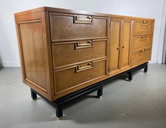 Asian Modern 9 Drawer Dresser, Mahogany / Brass American of Martinsville