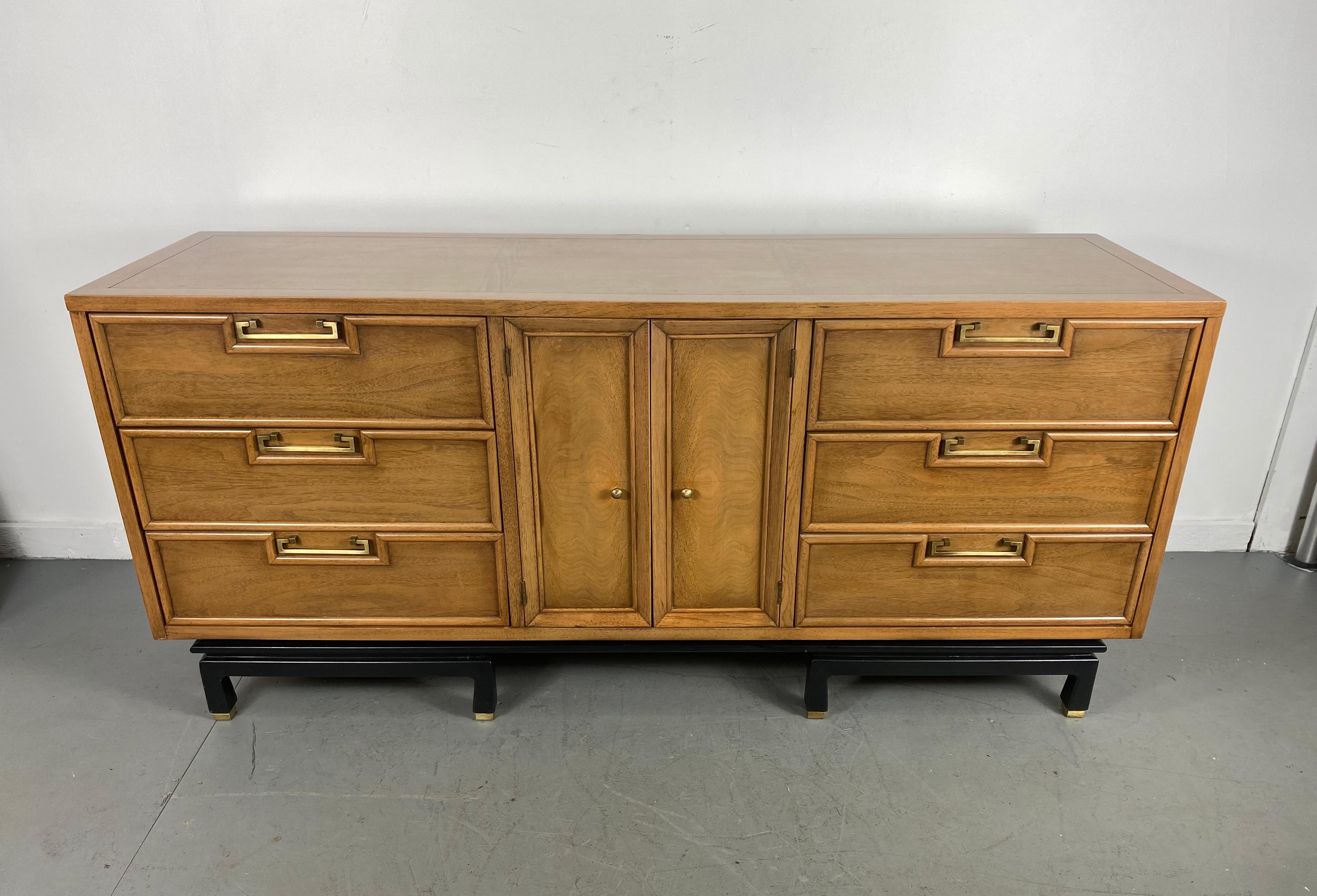 Mid-20th Century Asian Modern 9 Drawer Dresser, Mahogany / Brass American of Martinsville