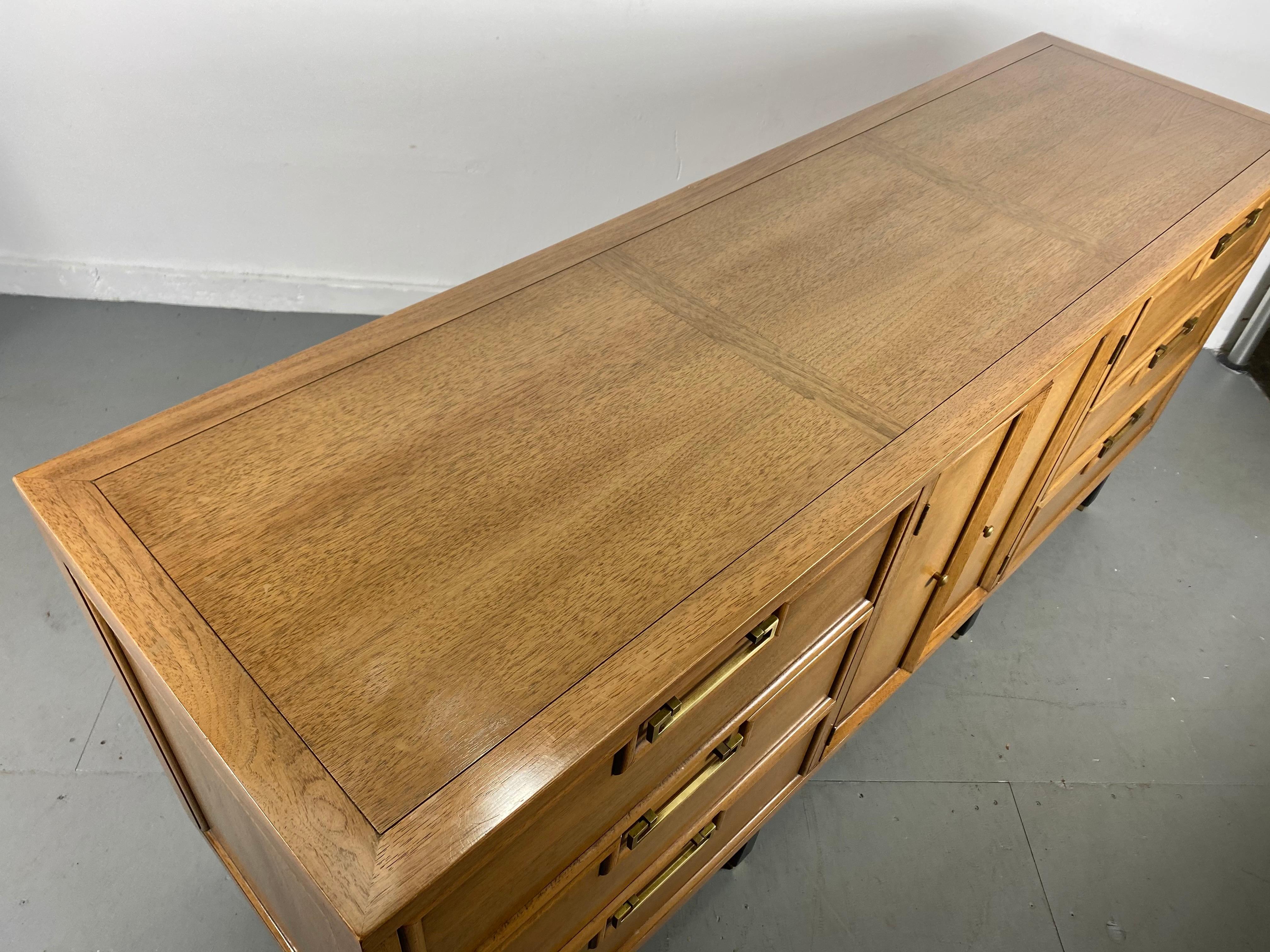 Asian Modern 9 Drawer Dresser, Mahogany / Brass American of Martinsville 3