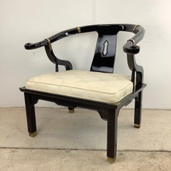 Asian Modern Black Lacquer Armchair