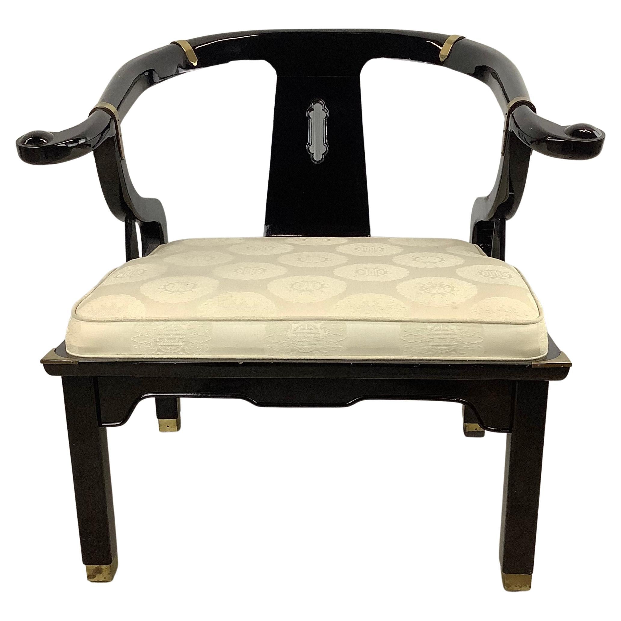 Asian Modern Black Lacquer Armchair